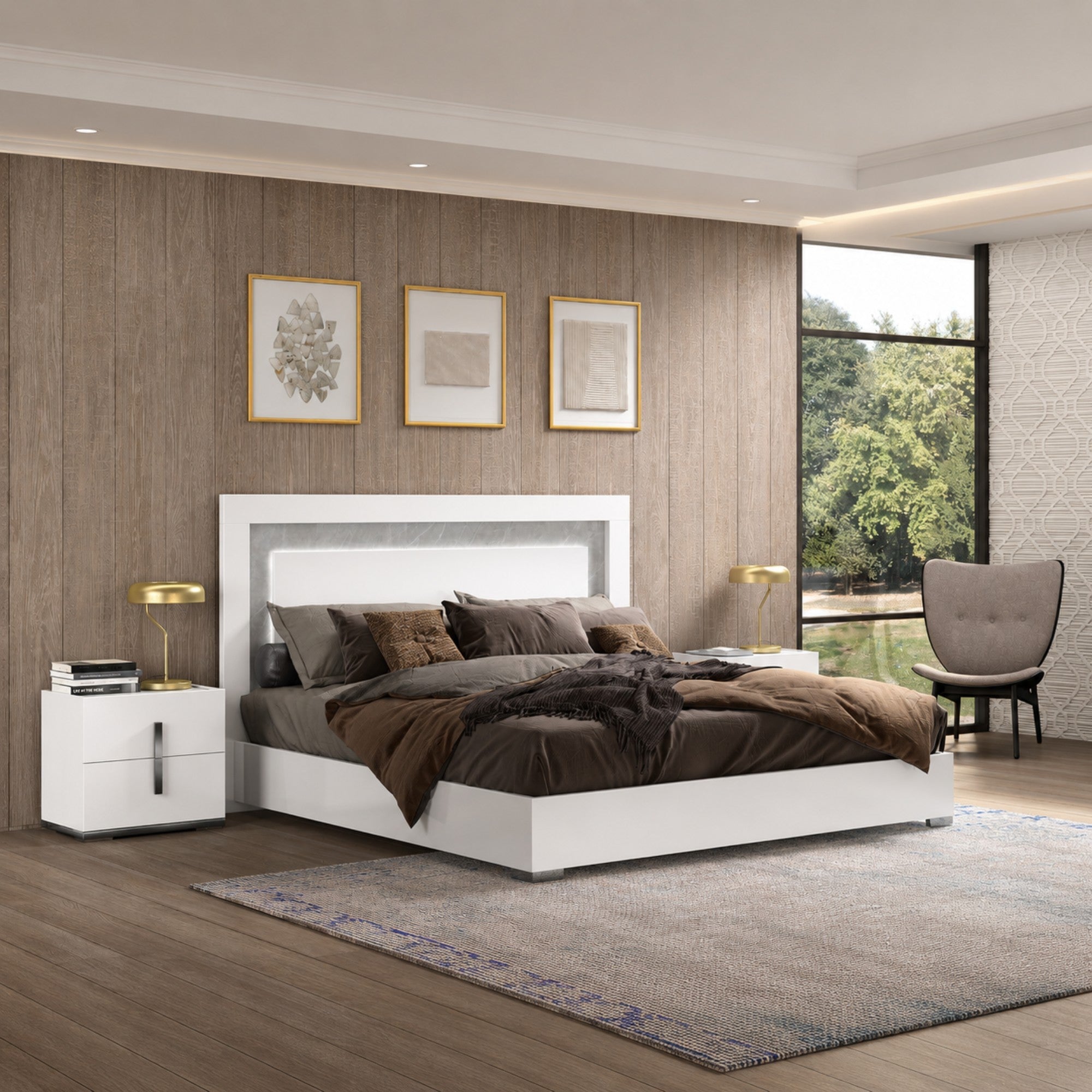 Made in Italy Mara Italian Modern Bed with LED Headboard