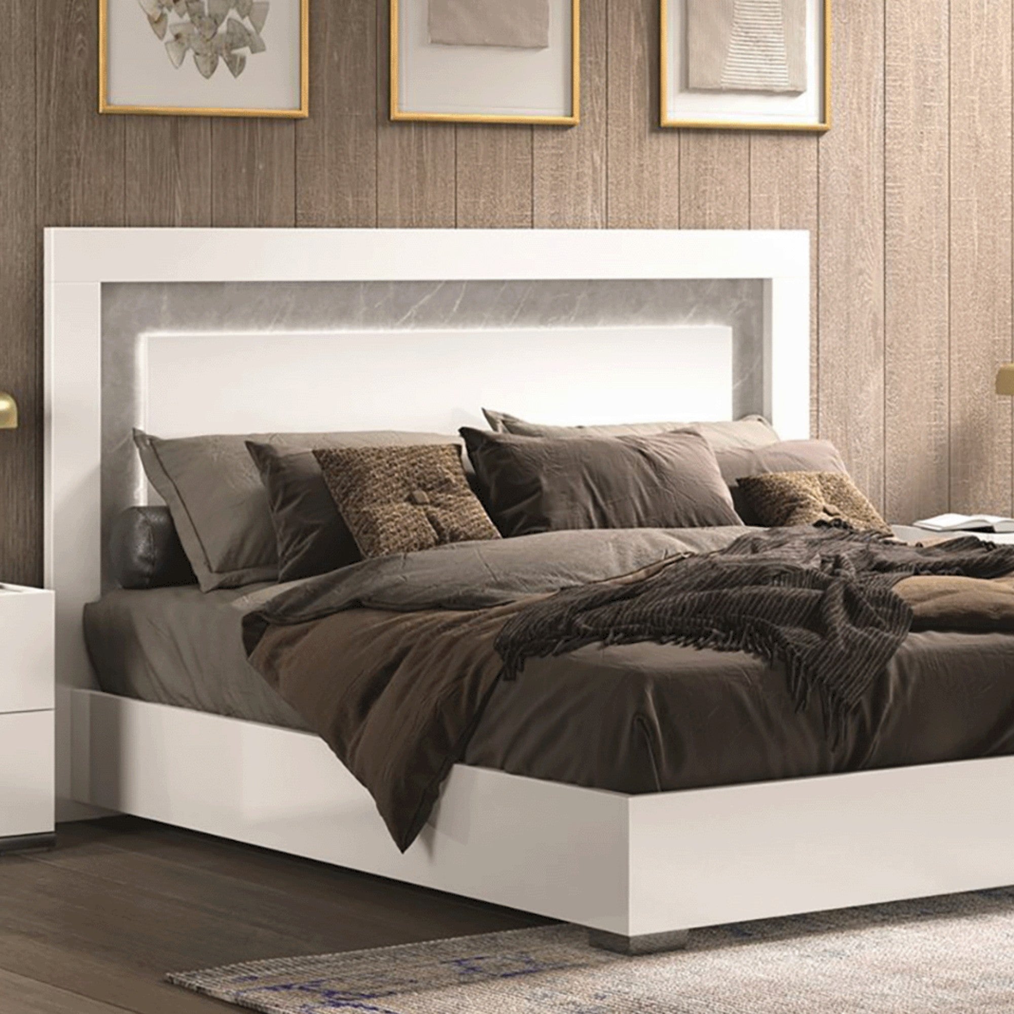Made in Italy Mara Italian Modern Bed with LED Headboard