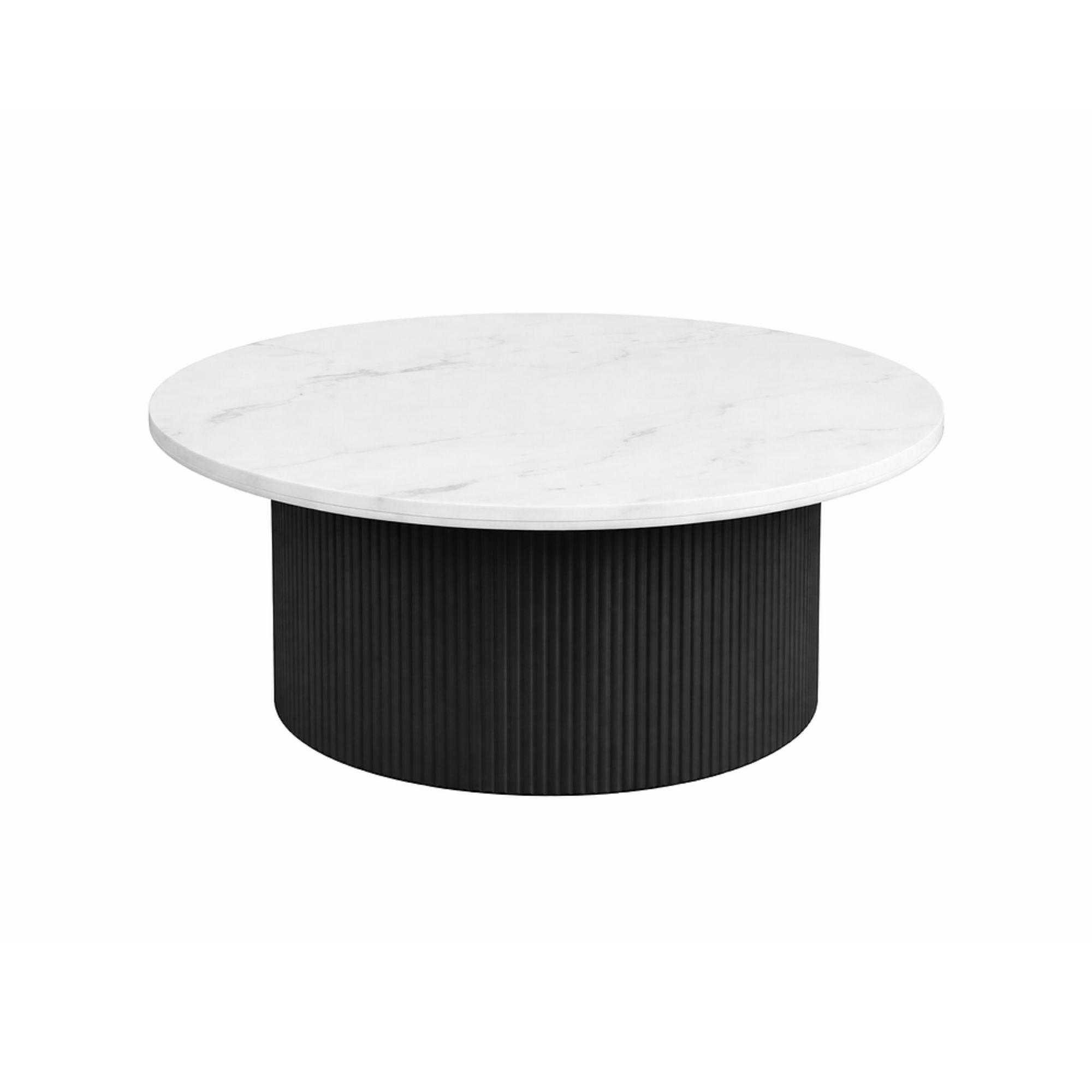 Roman White Marble Coffee Table Black Base