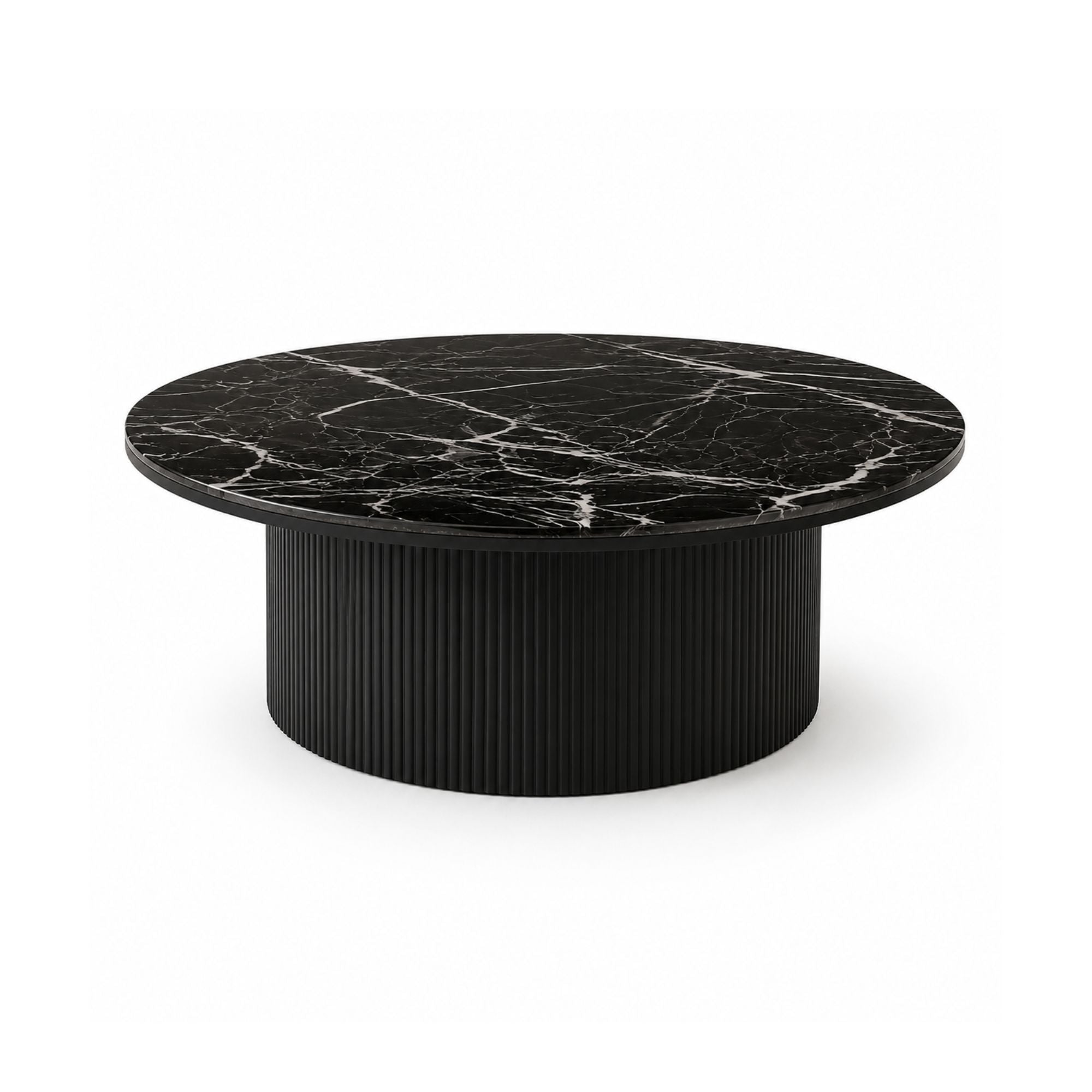 Roman Black Marble Coffee Table Black Base