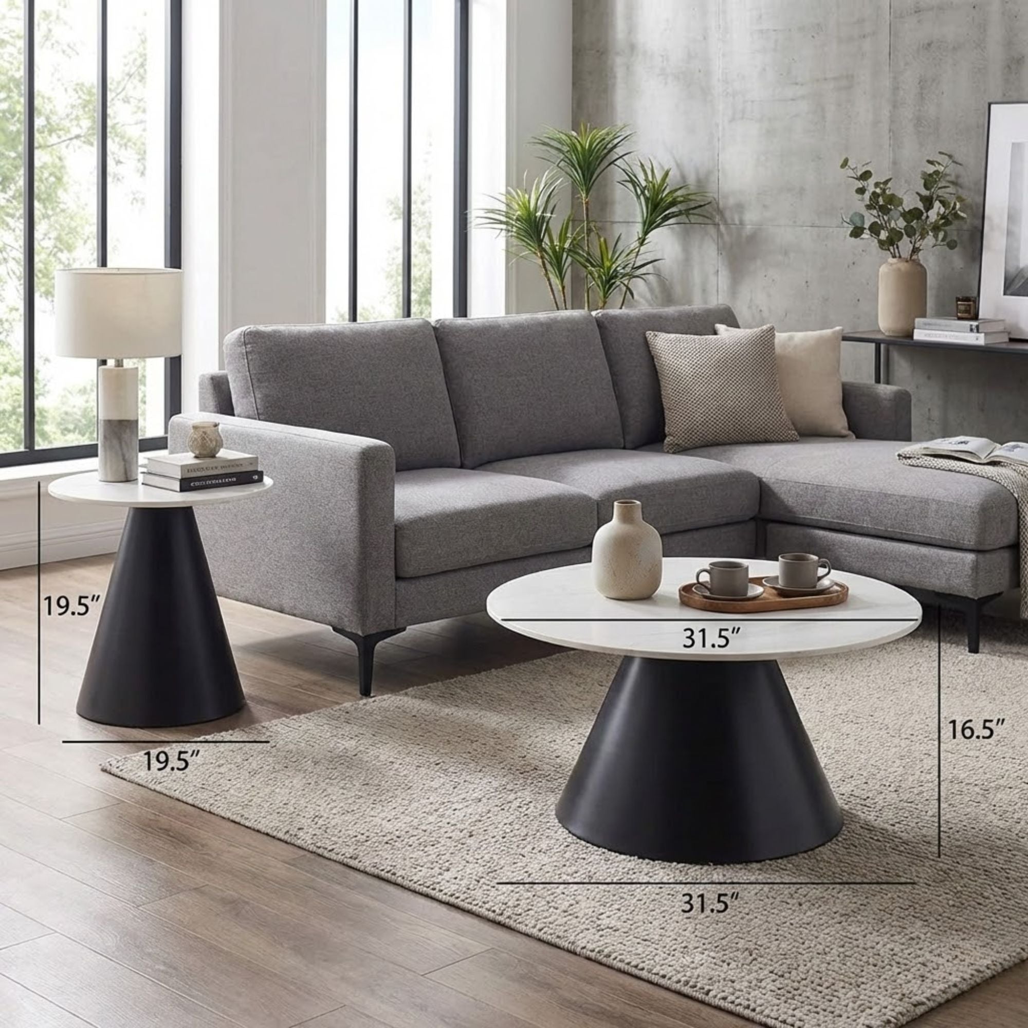 Walker Real Marble Nesting Tables