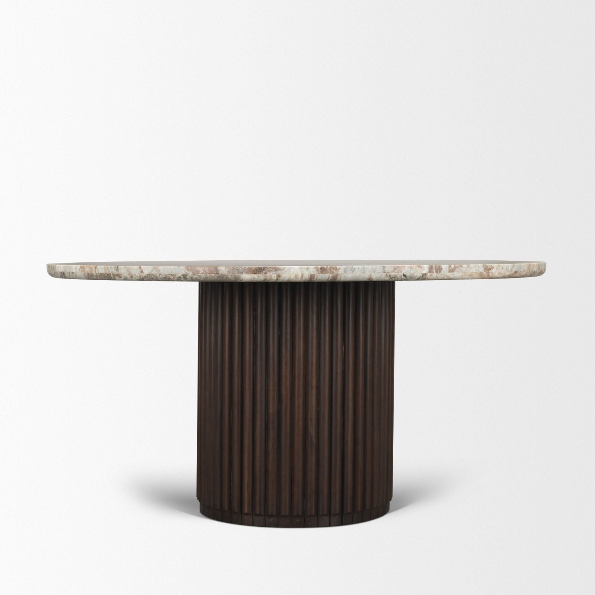 Mercana Marbrello 60-inch pink marble top wood dining table with sleek modern design, perfect for contemporary dining rooms.