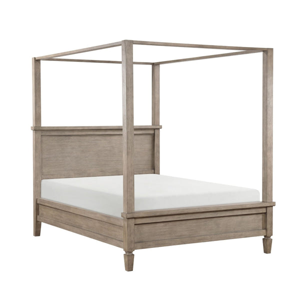 M.A.F Marceline Collection Canopy Bed featuring elegant design and draped fabric for a stylish bedroom centerpiece.