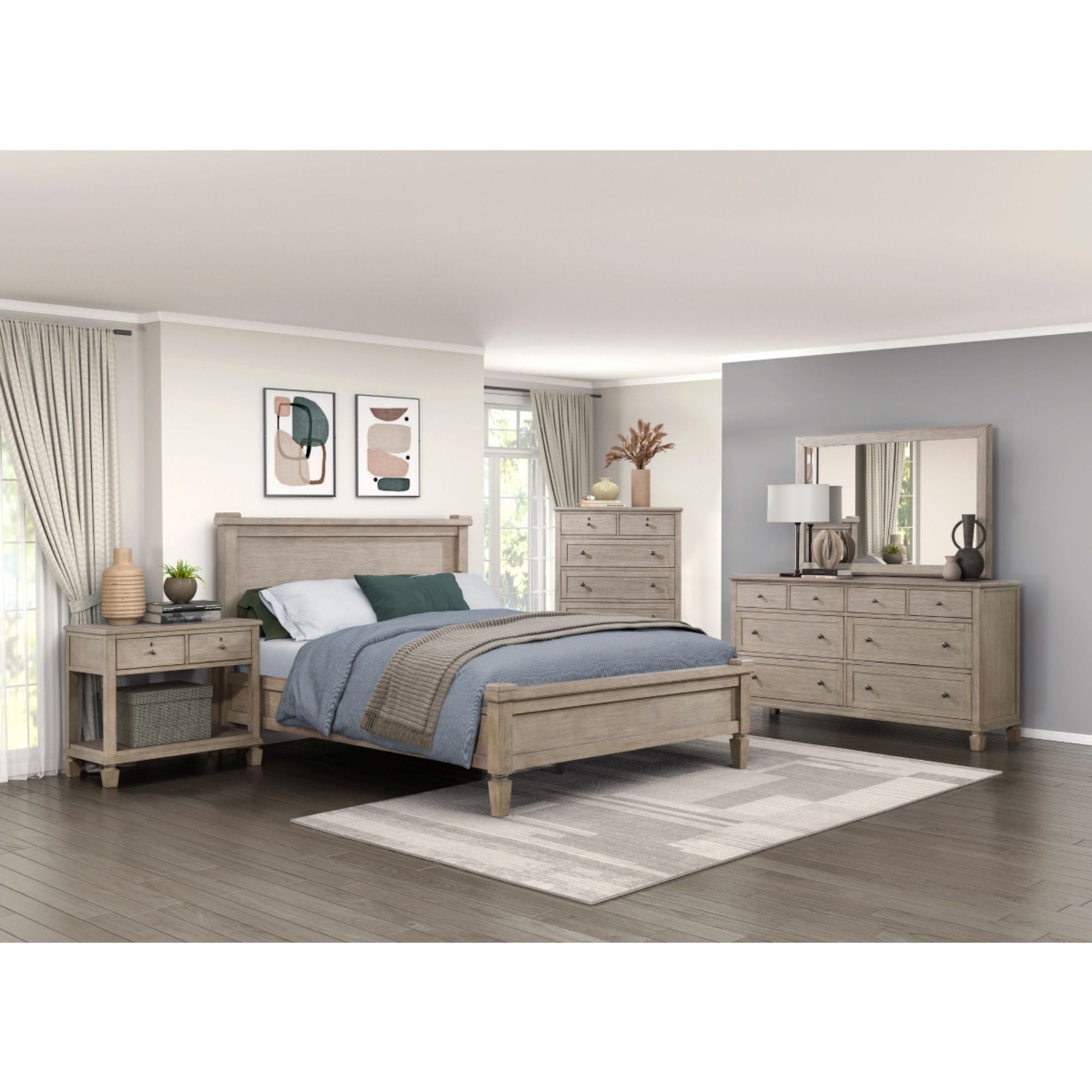 M.A.F Marceline Collection canopy bed with elegant frame and draped fabric, showcasing a stylish bedroom setup.