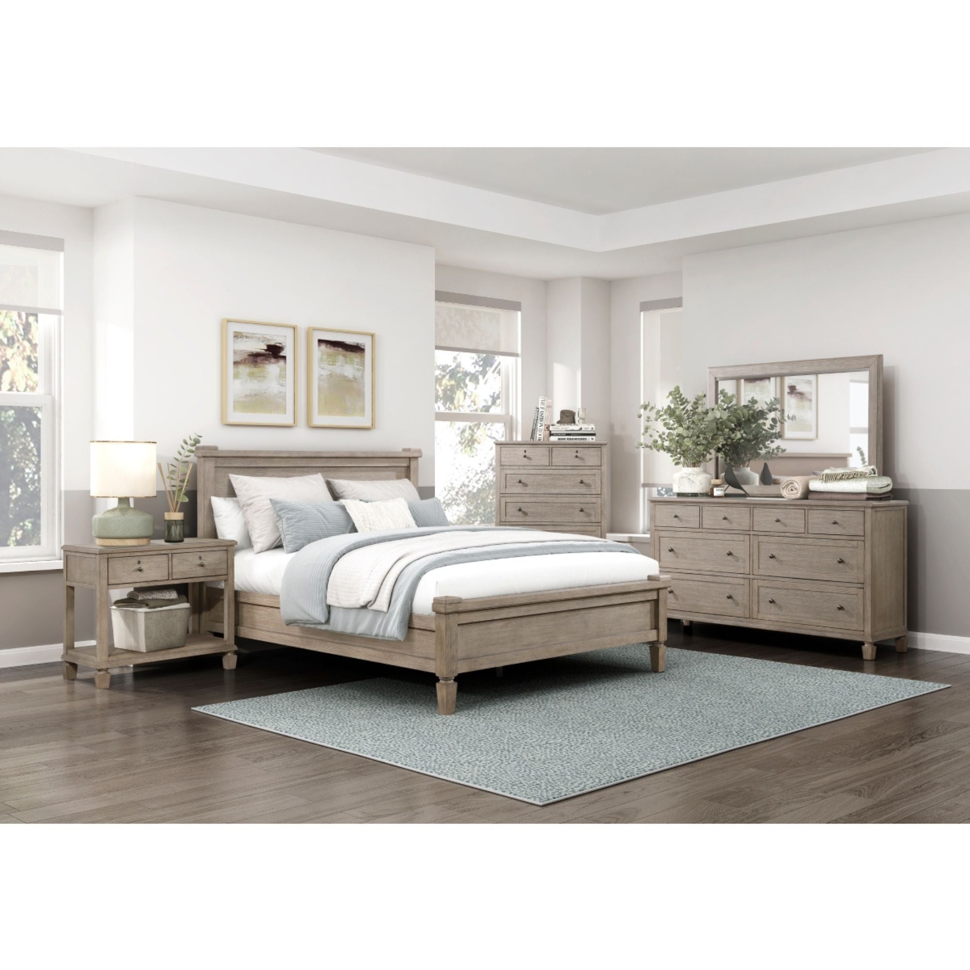 M.A.F Marceline Collection Canopy Bed with elegant drapes and a sturdy frame, showcasing a stylish bedroom setup.