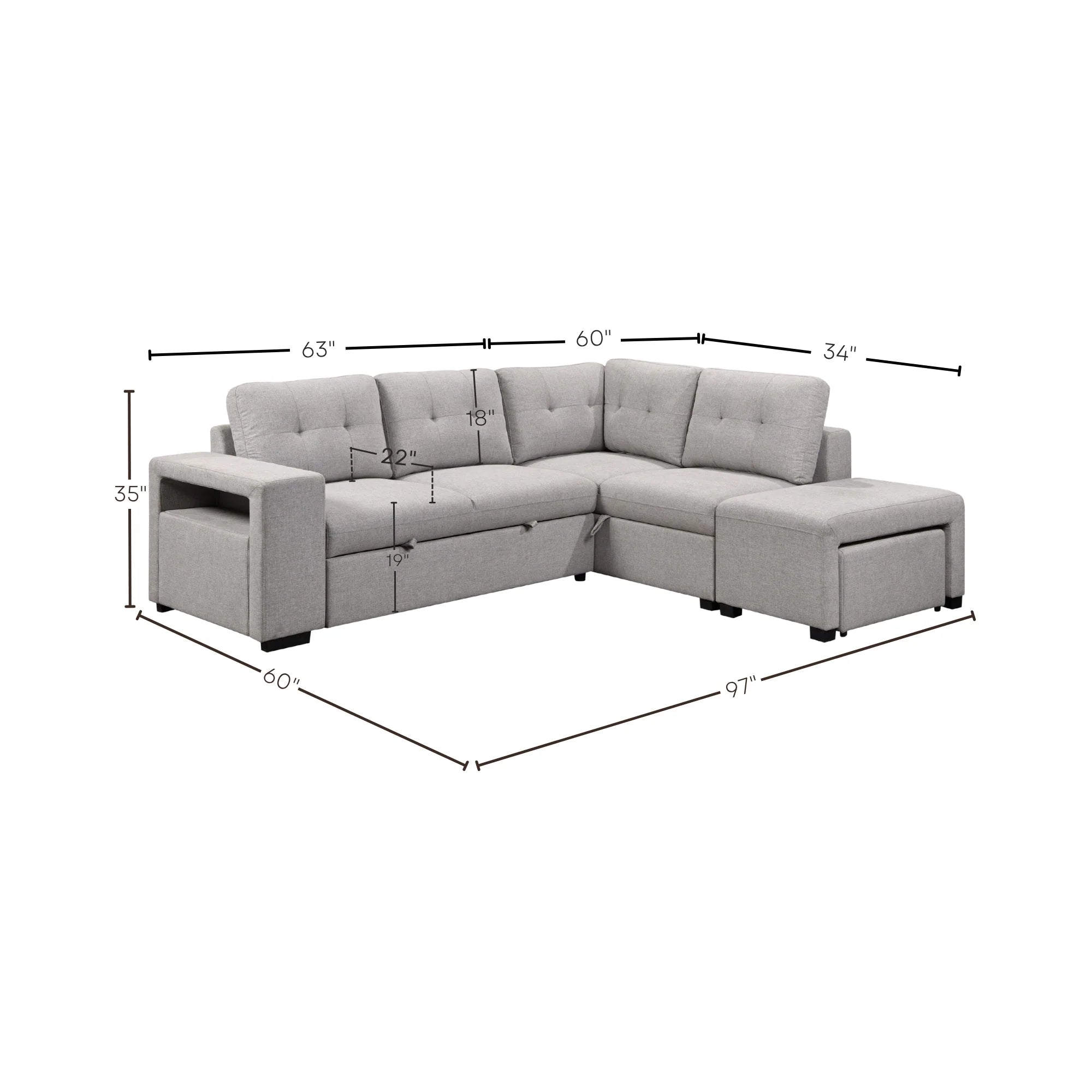 Marcella Right Facing Media Sectional Sleeper (pre-order)