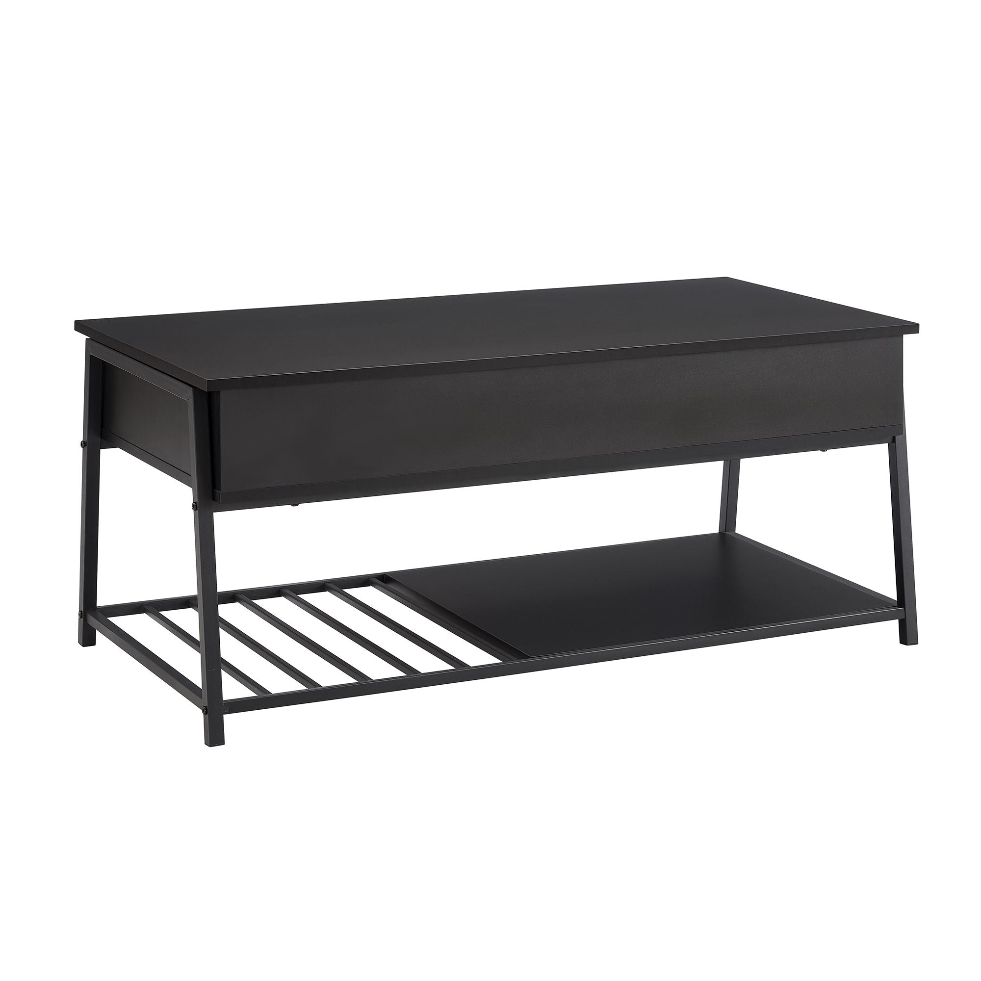 Black Marq coffee table by Monarch Specialties featuring a sleek modern design with a smooth tabletop and sturdy legs.