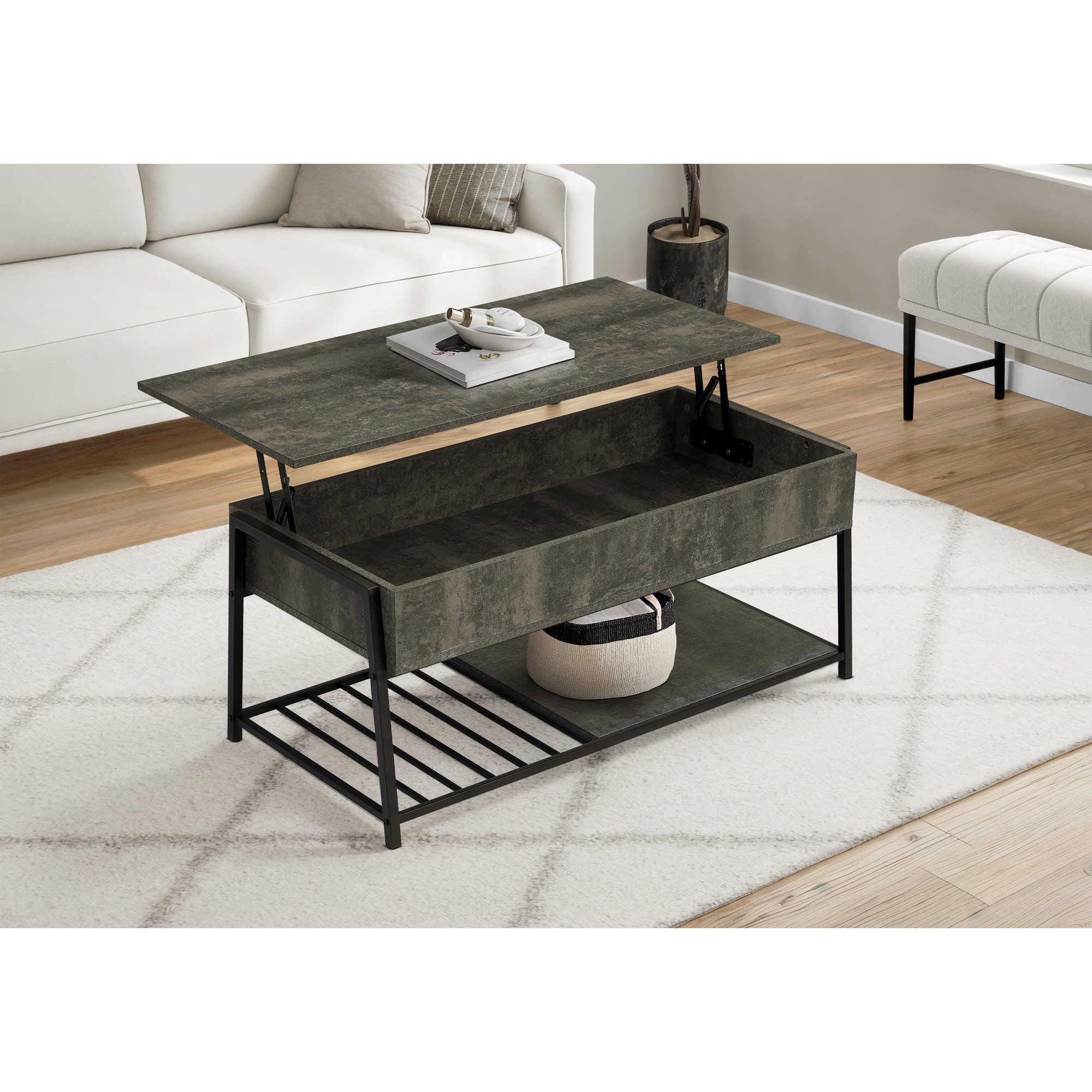 Marq coffee table by Monarch Specialties in dark bronze finish with sleek modern design and rectangular shape.
