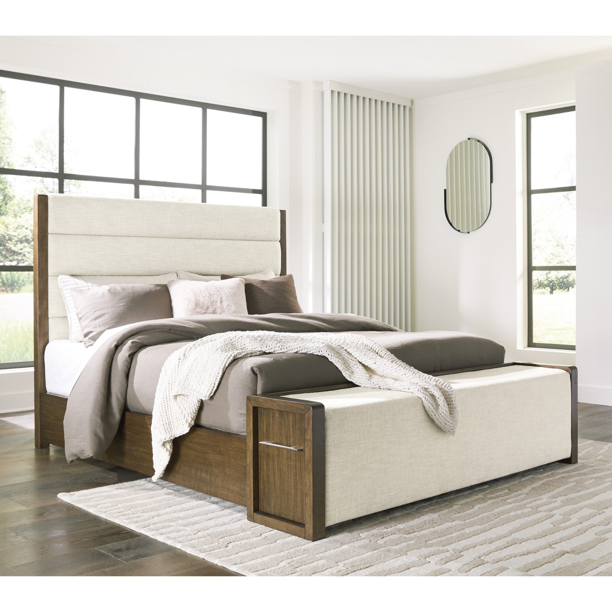 Signature Ashley Marxmore upholstered storage bed with a padded headboard and built-in drawers for bedroom organization.