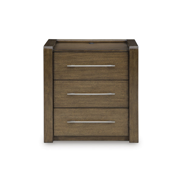 Signature Ashley Marxmore upholstered storage bed with a padded headboard and built-in drawers for bedroom organization.