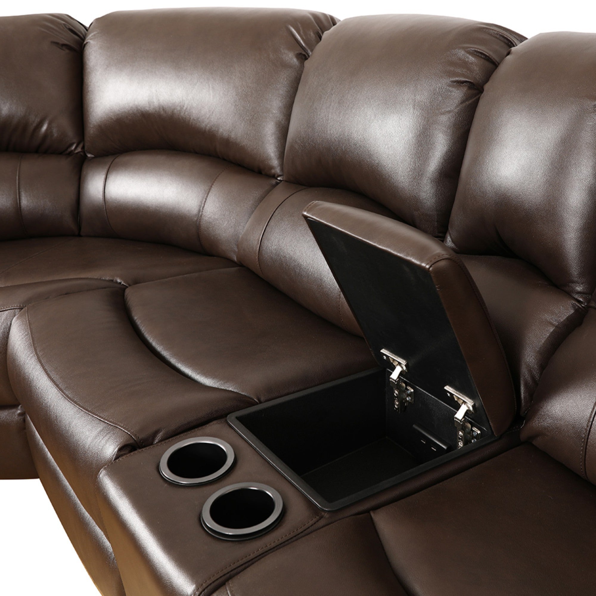 Maxim Power Reclining Leather Sectional with Console