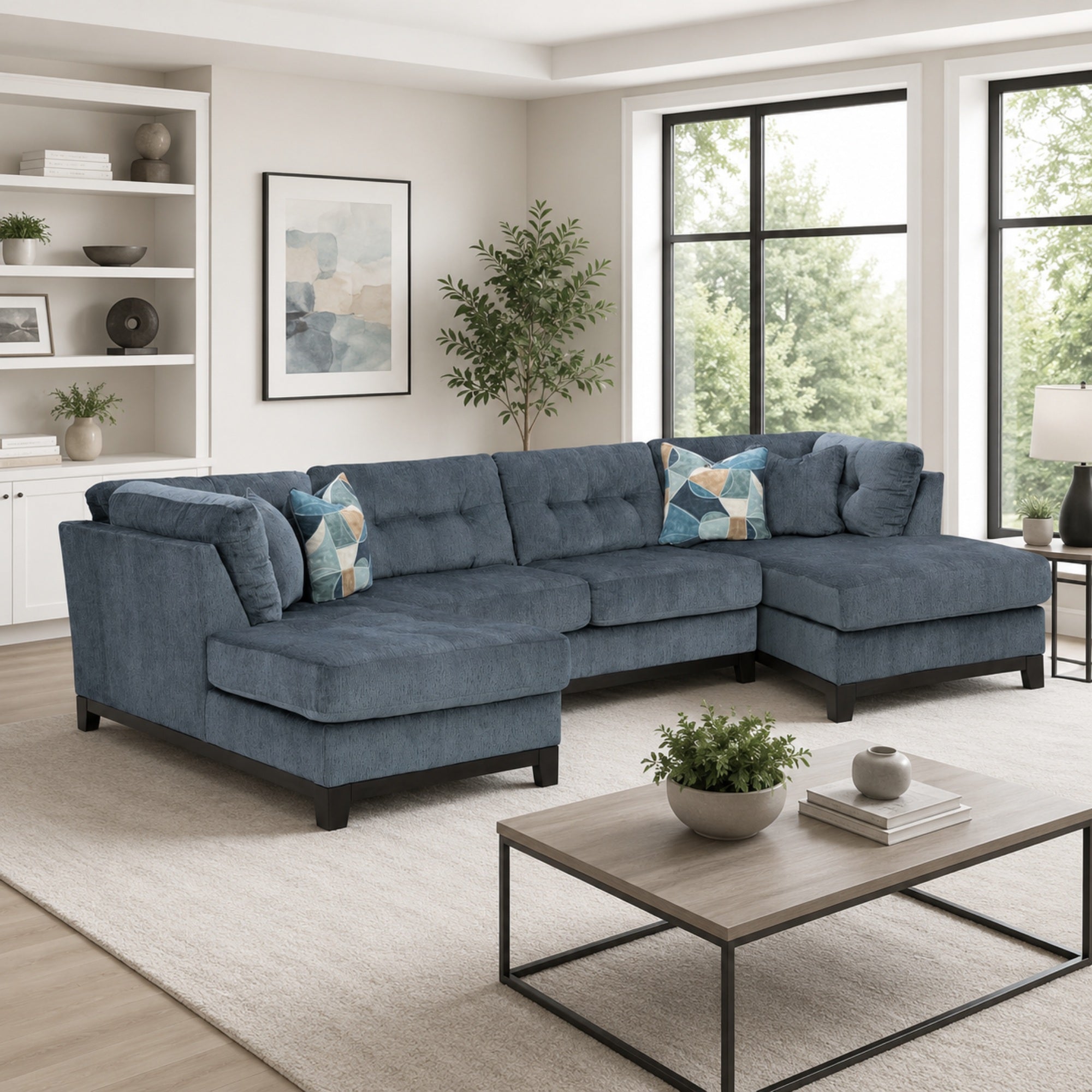 Maxon Place 3-Piece Sectional with 2 Chaise Navy
