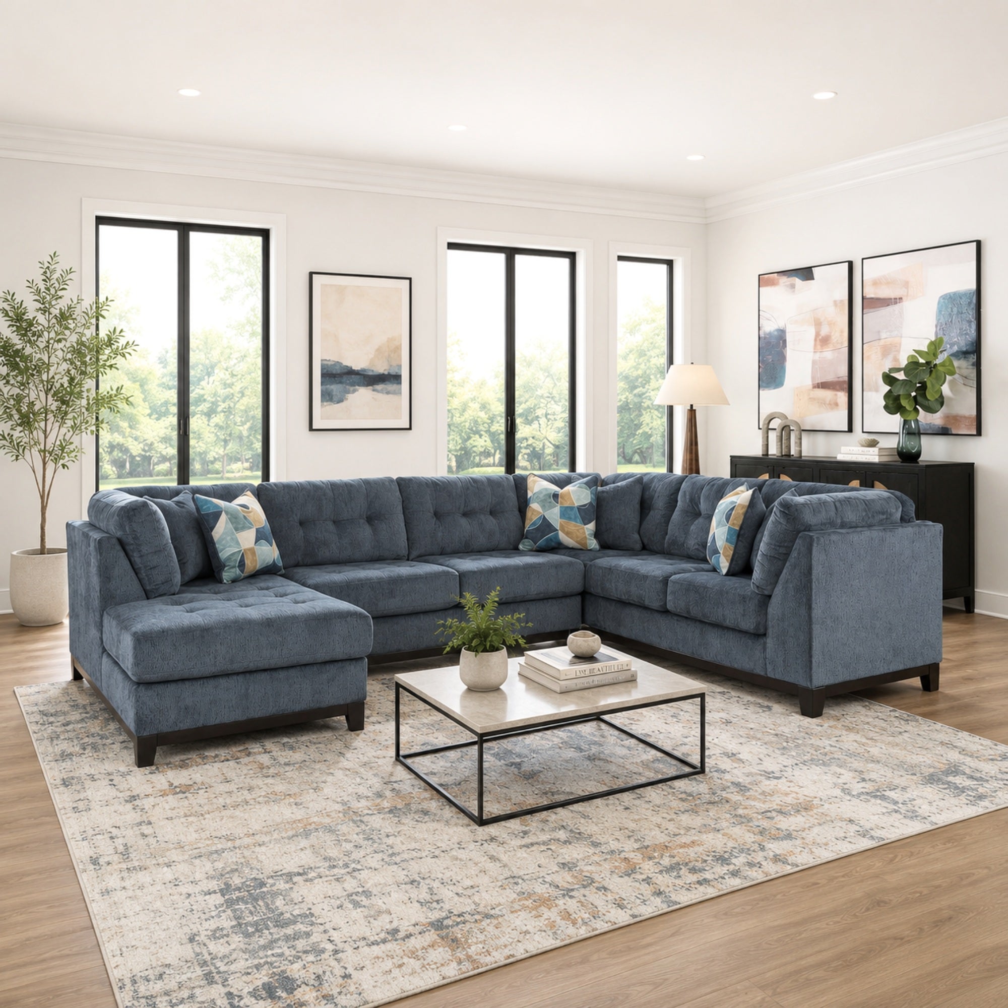 Maxon Place 3-Piece Sectional with Chaise Navy