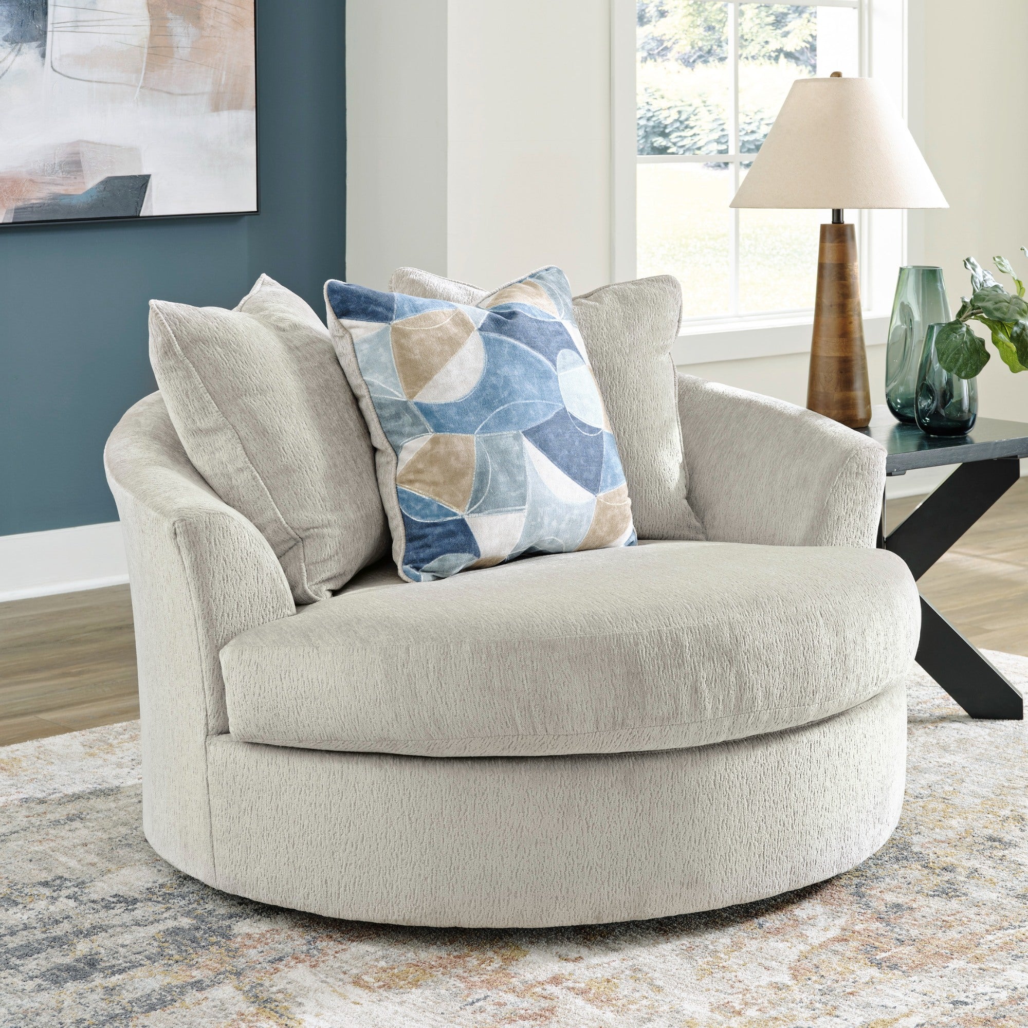 Maxon Place Oversized Swivel Accent Chair Stone