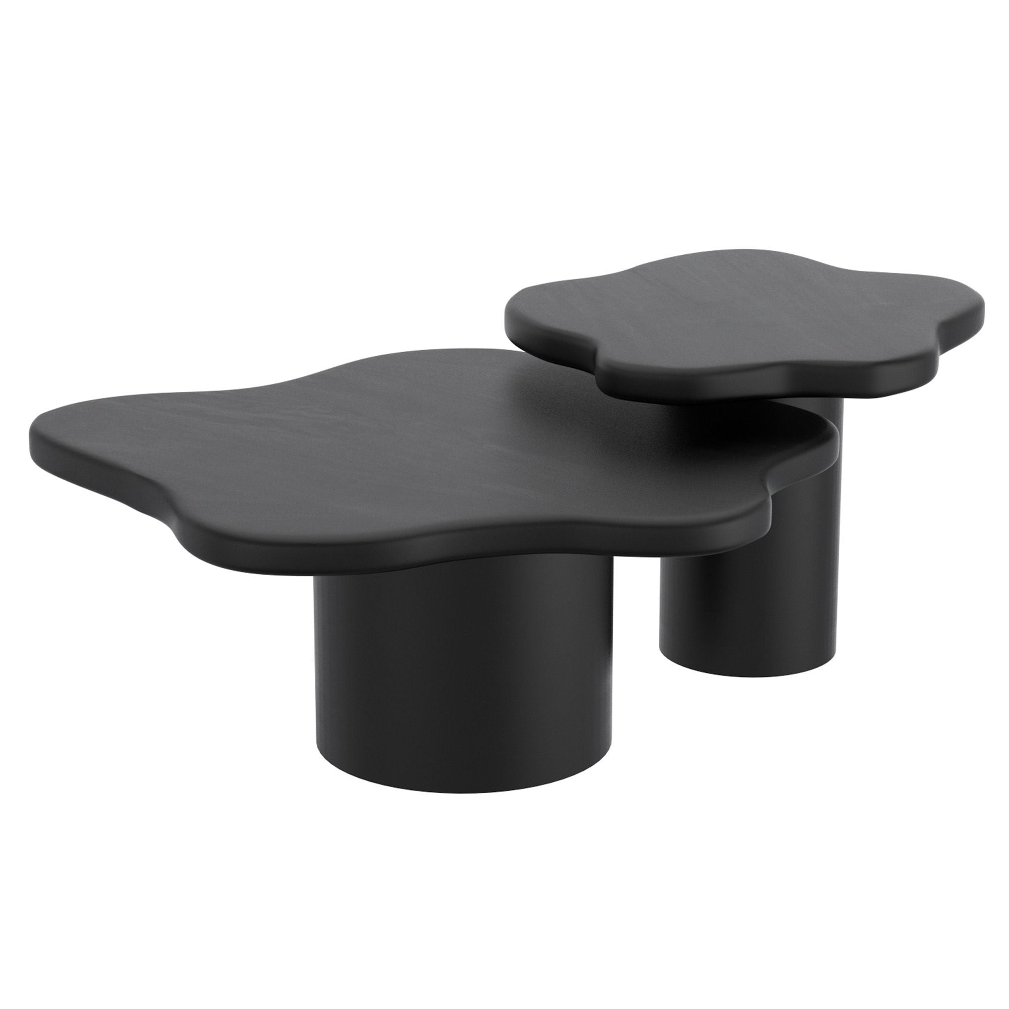 Ensemble de 2 tables basses rondes Adira en or antique et noir