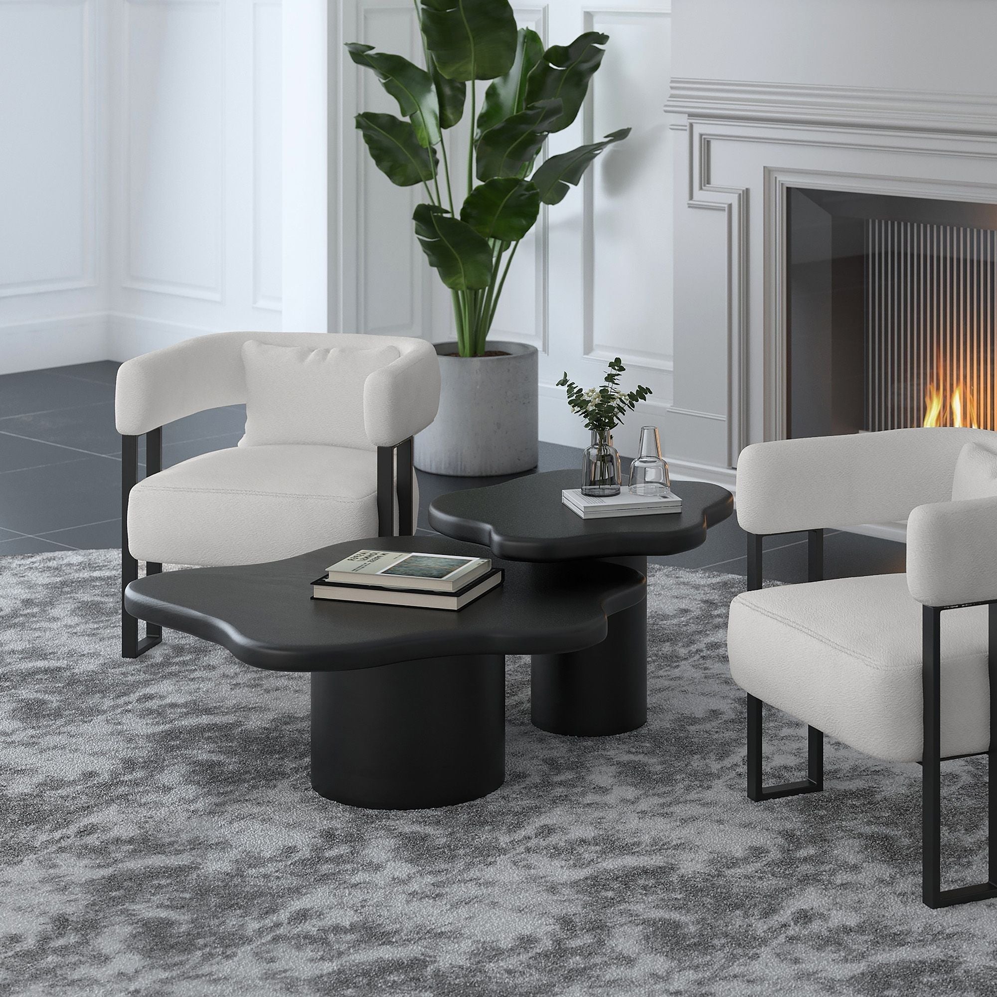 Ensemble de 2 tables basses rondes Adira en or antique et noir