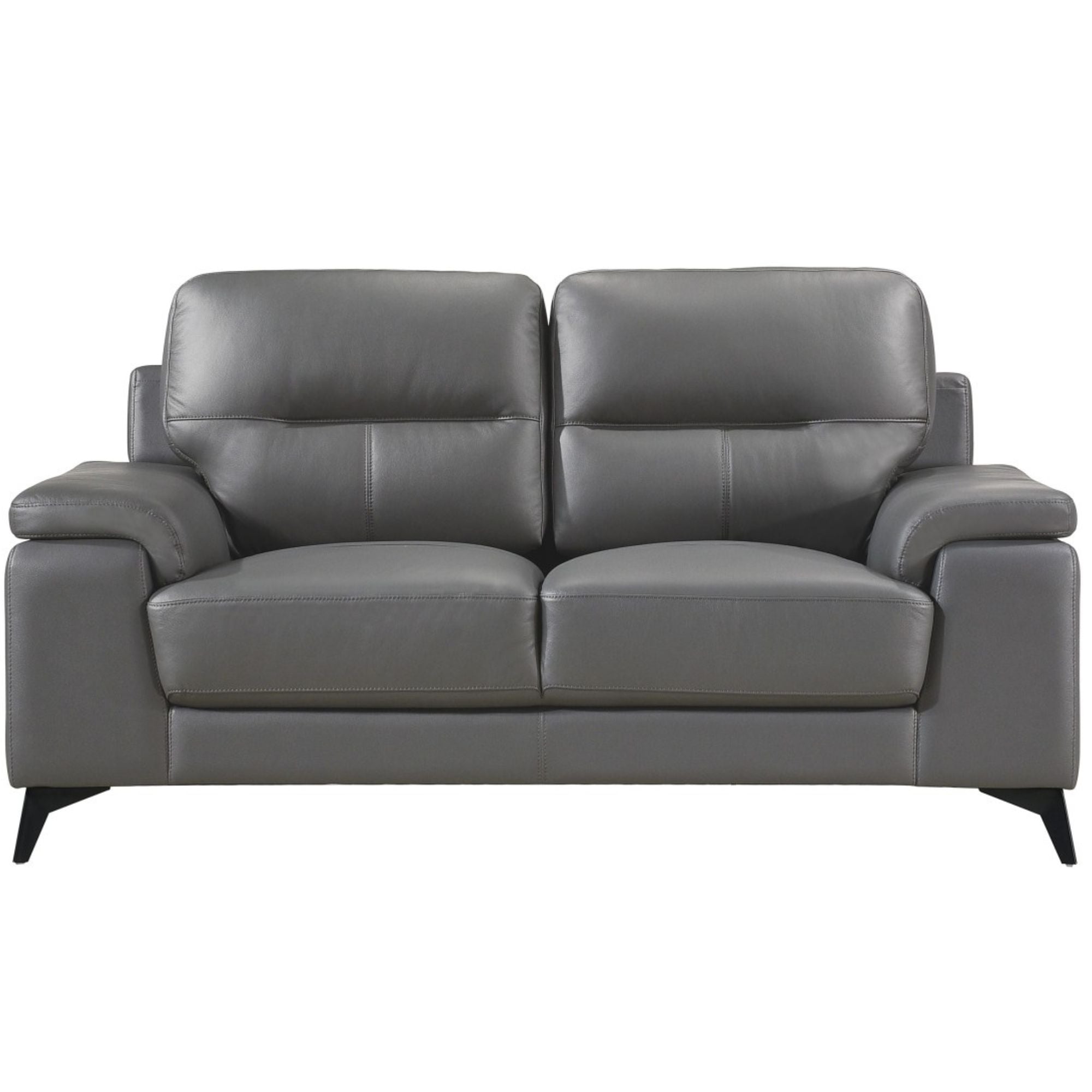 Grey Mischa Leather Loveseat by Mazin Furniture with plush cushions and sleek modern design.