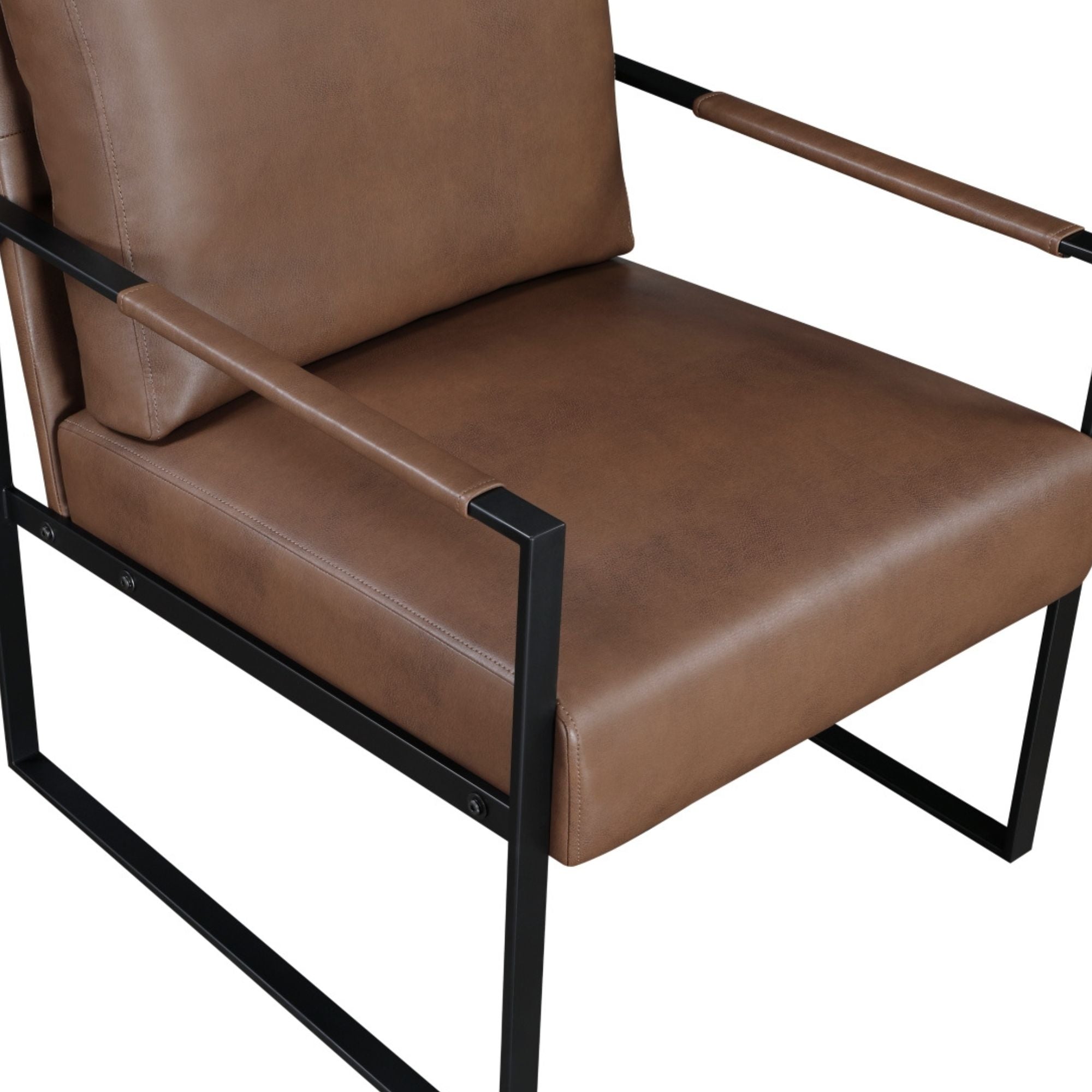 Brown Trent Collection accent chair by MAZ, showcasing plush fabric upholstery and stylish modern design.