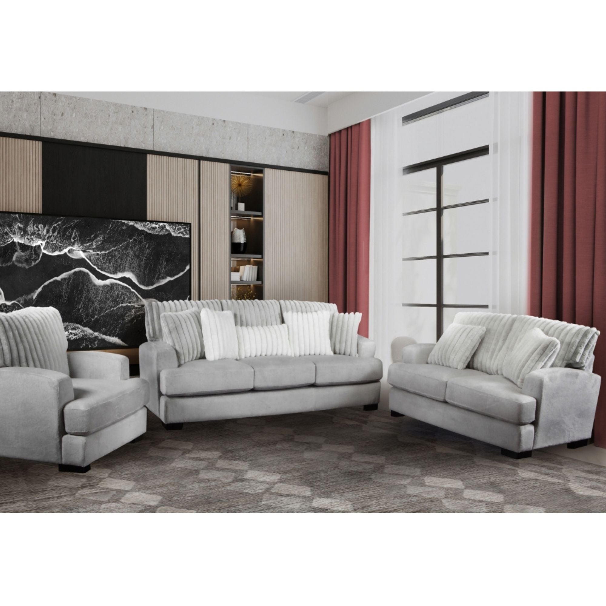 Imogen 3-seat sofa by MAZ with plush fabric, modern design, and comfortable cushions in a neutral color.