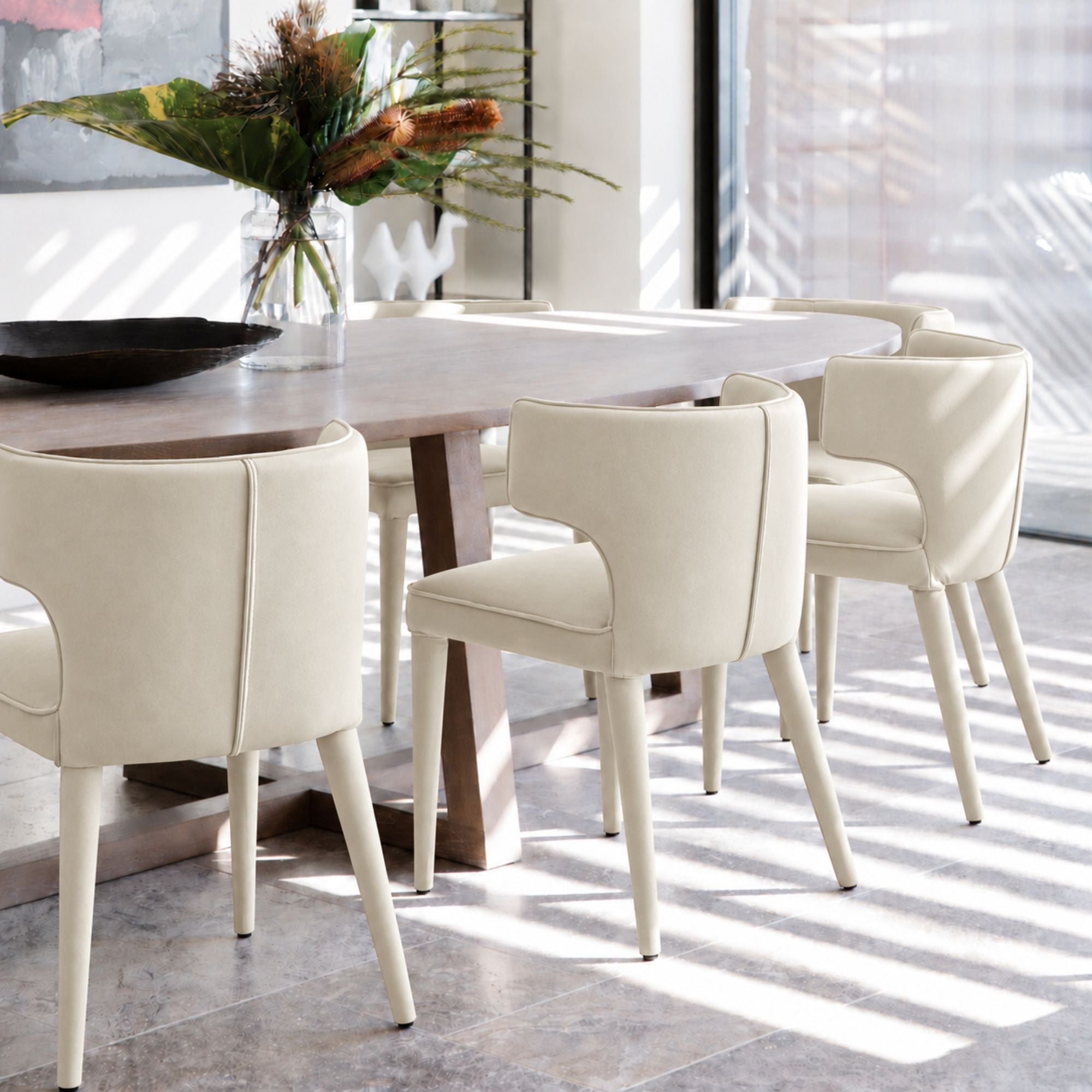Melore Dining Chair Ivory Velvet