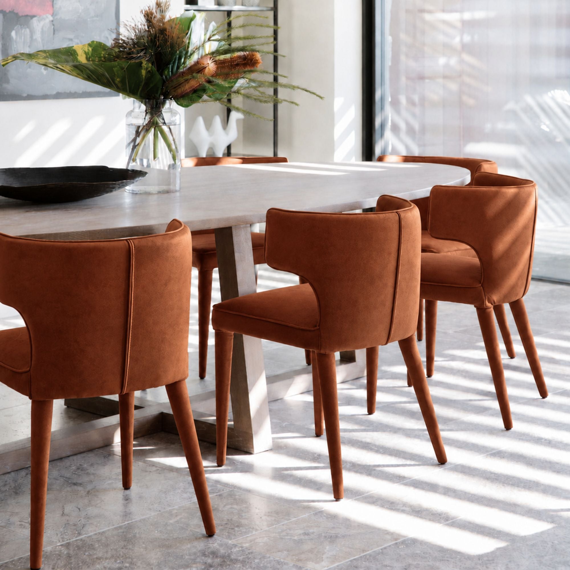 Melore Dining Chair Terracotta Velvet