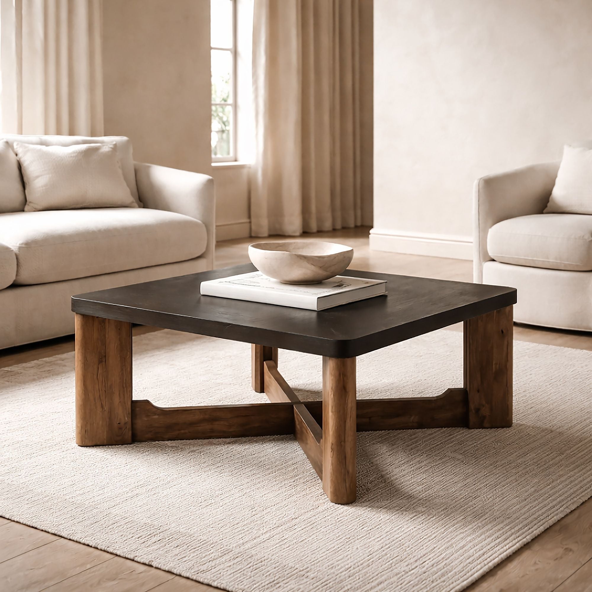 Table d'appoint ronde Reyna avec rangement noire et blanche