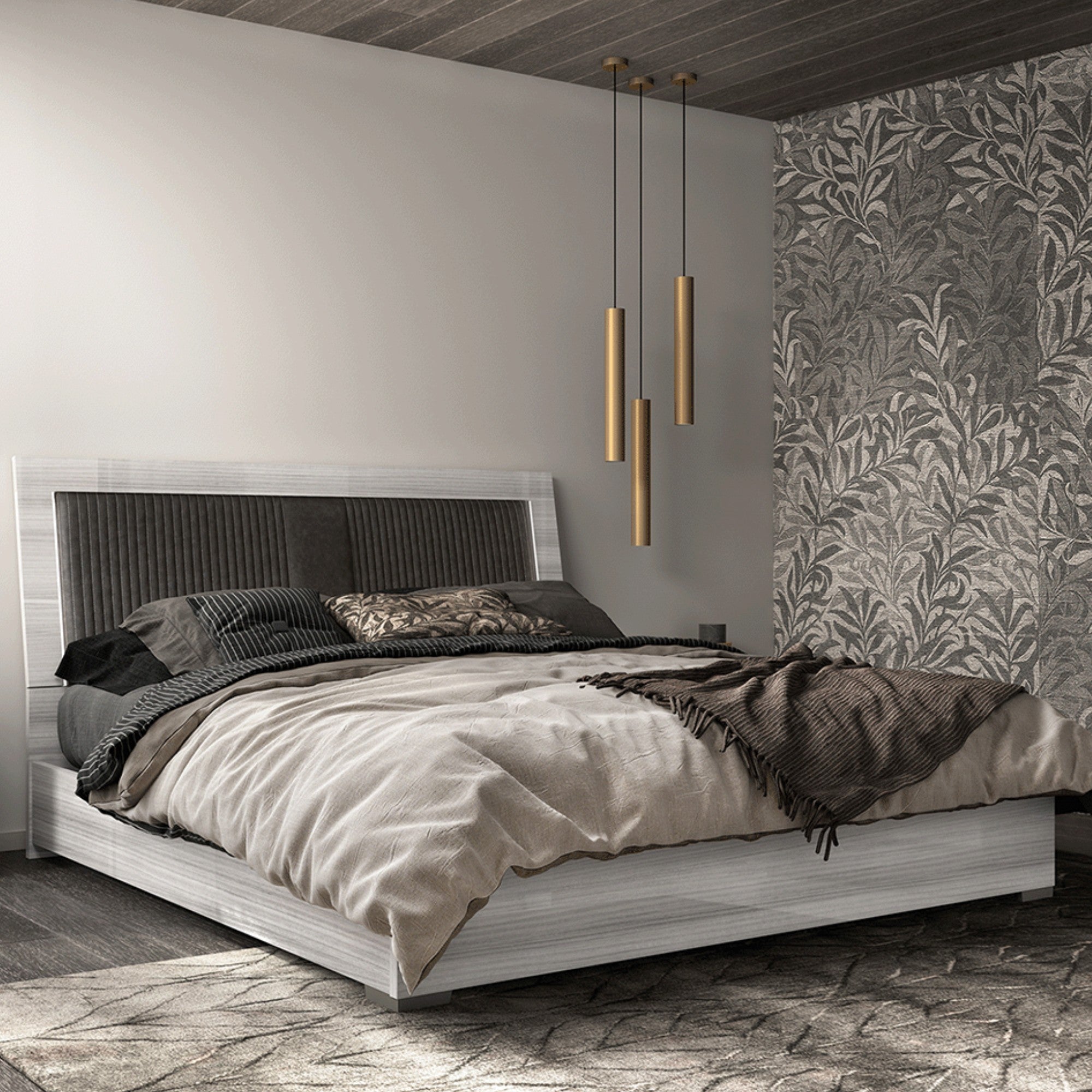 Made in Italy Mia Italian Modern Bed with LED Headboard