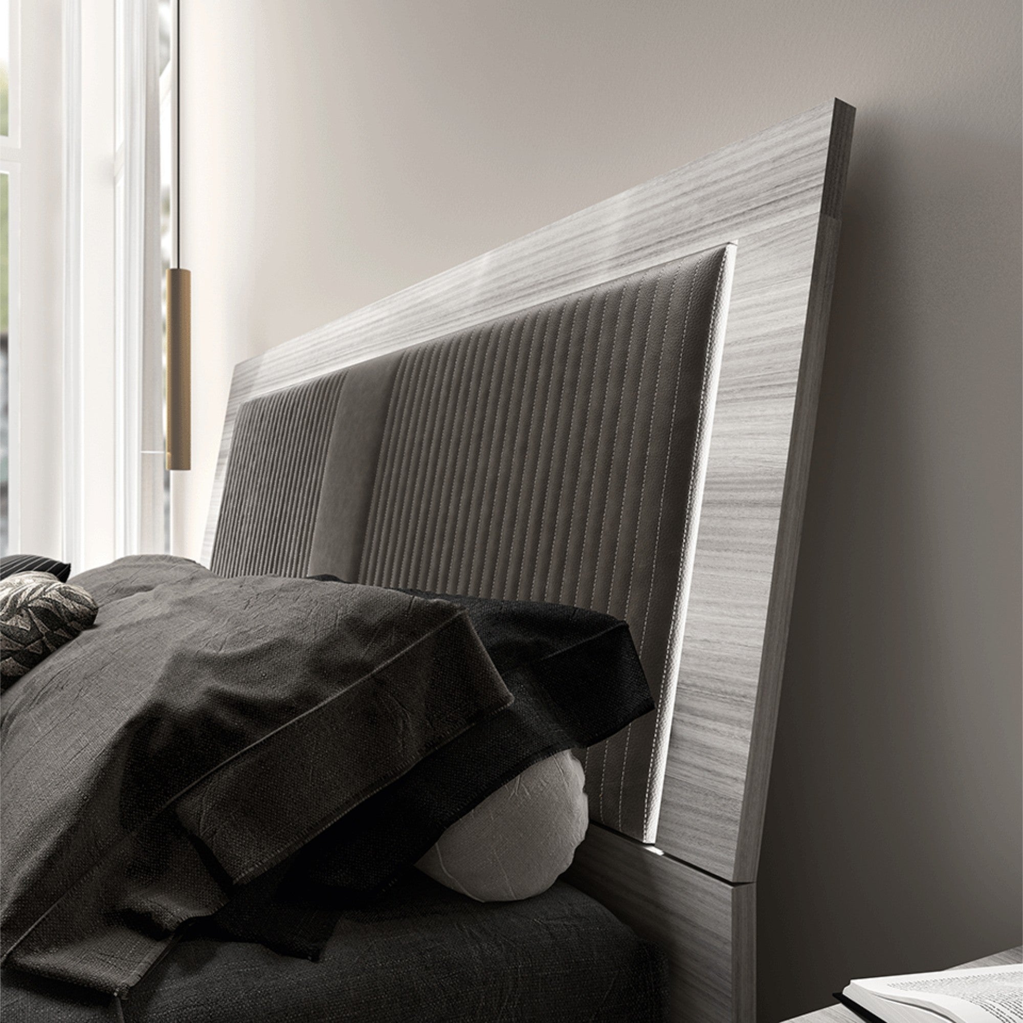 Made in Italy Mia Italian Modern Bed with LED Headboard