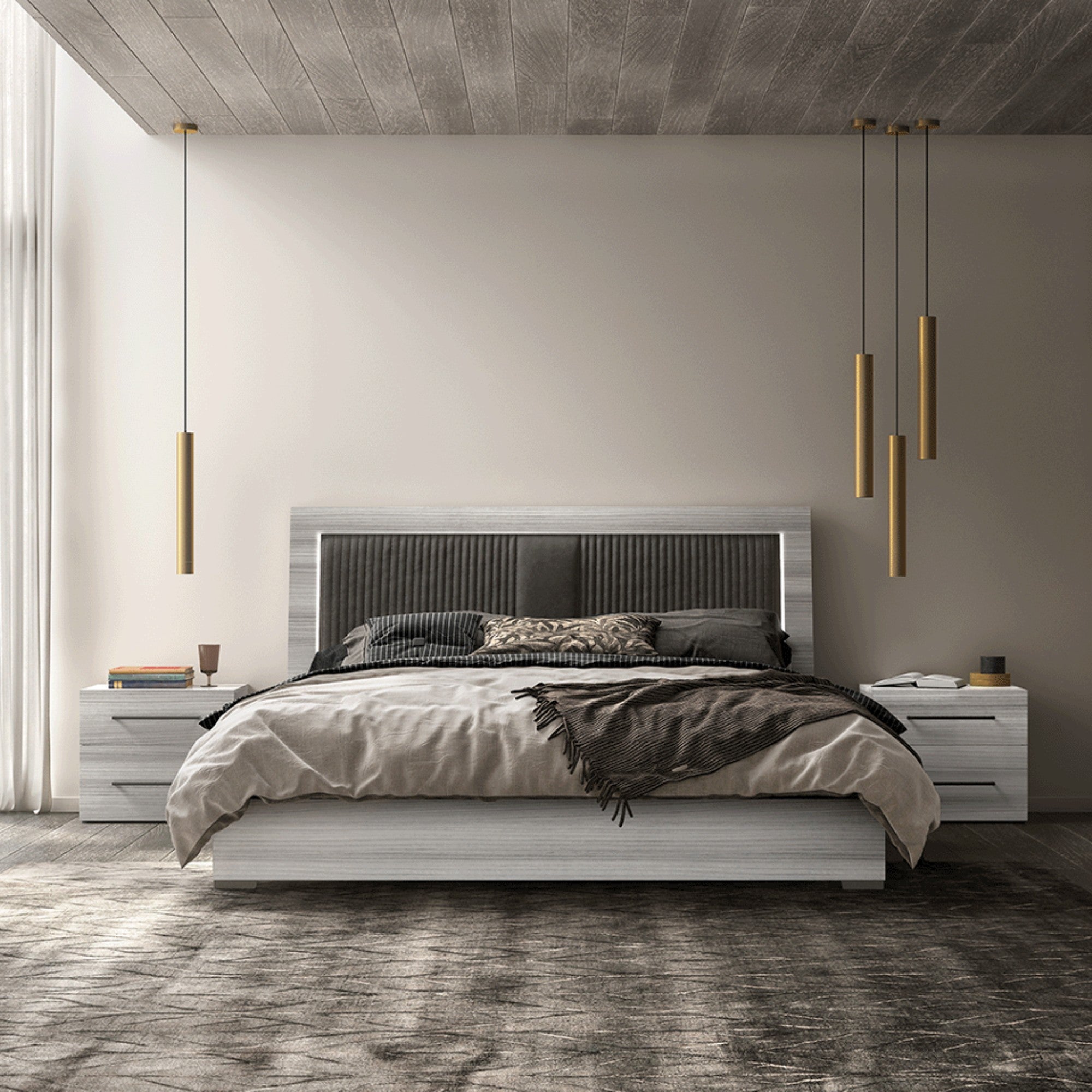 Made in Italy Mia Italian Modern Bed with LED Headboard