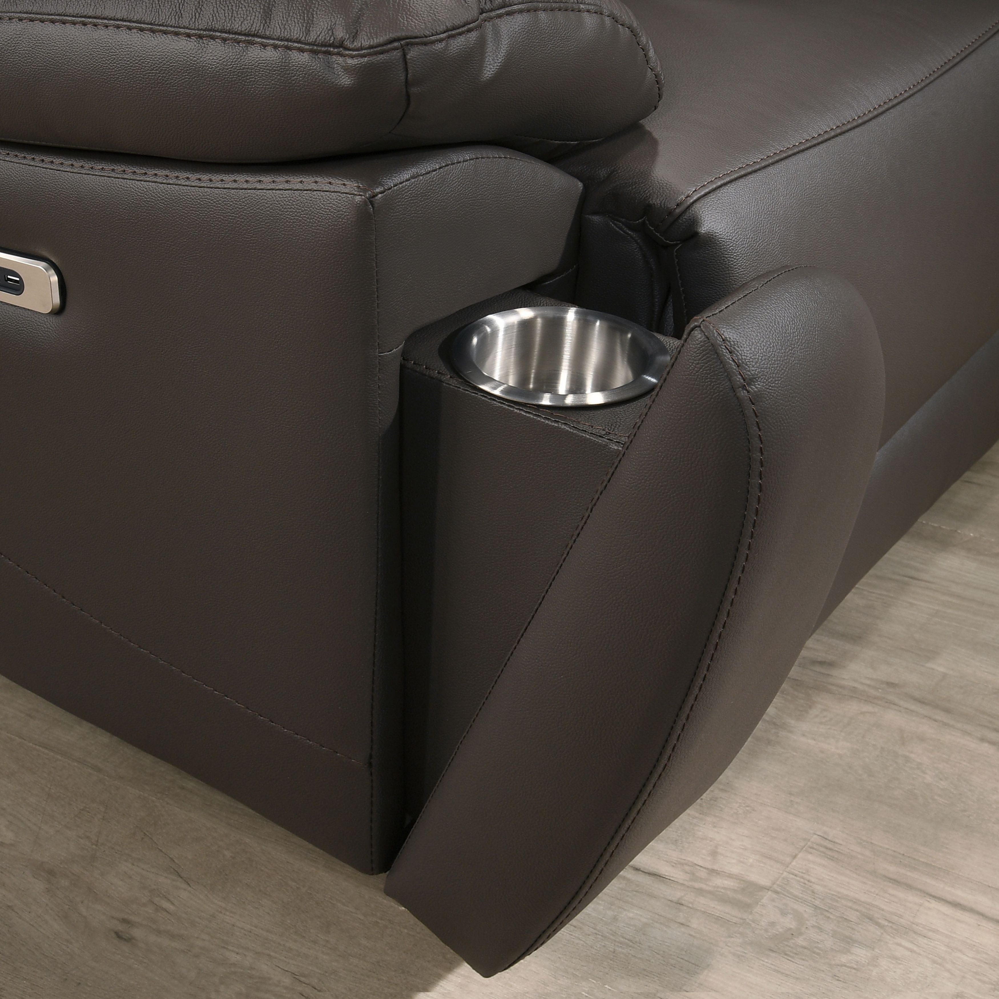 Dark chocolate Milan Luxe leather power recliner sofa by IFF, showcasing plush cushioning and sleek reclining features.