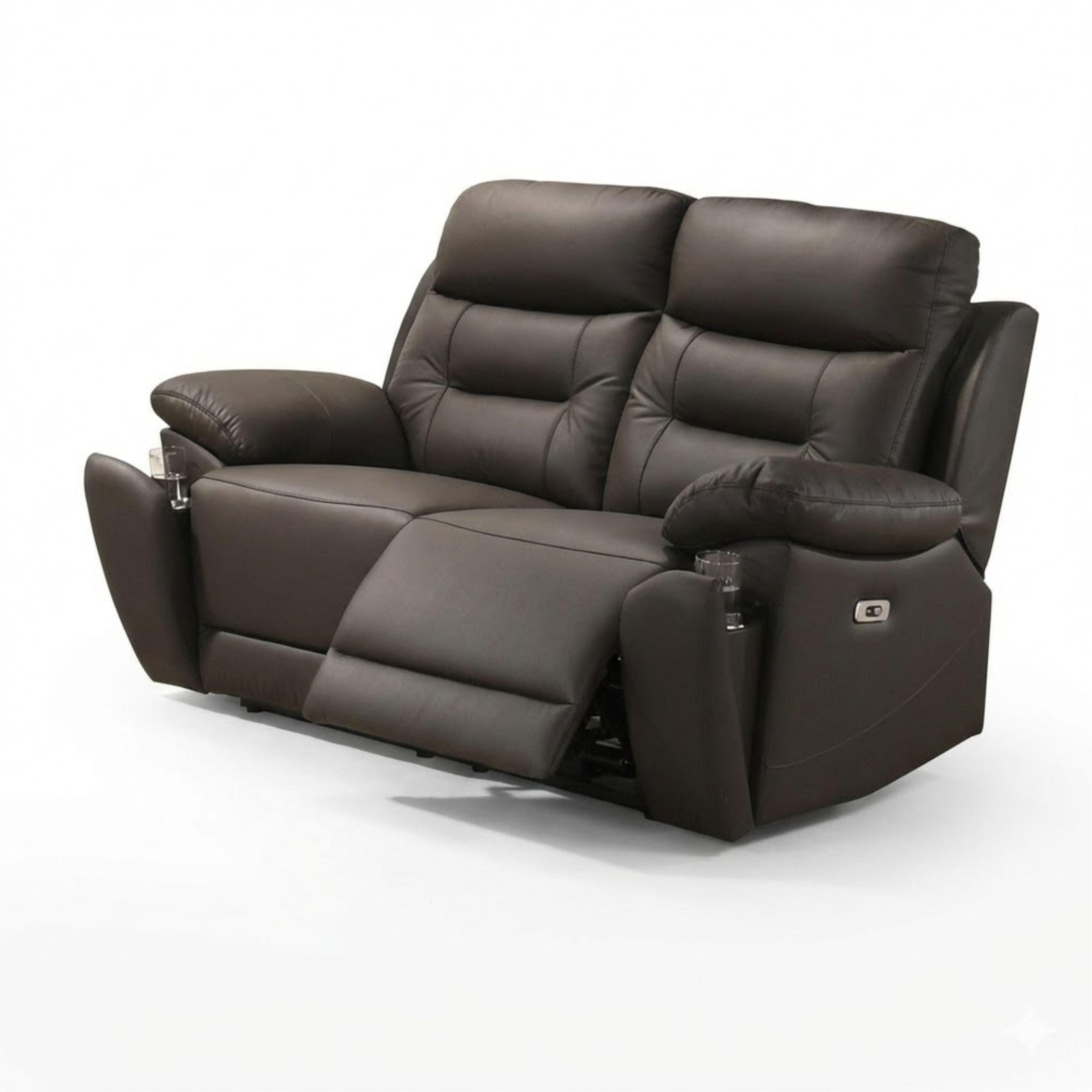 Dark chocolate Milan Luxe leather power recliner sofa set by IFF, showcasing plush reclining seats and modern design.