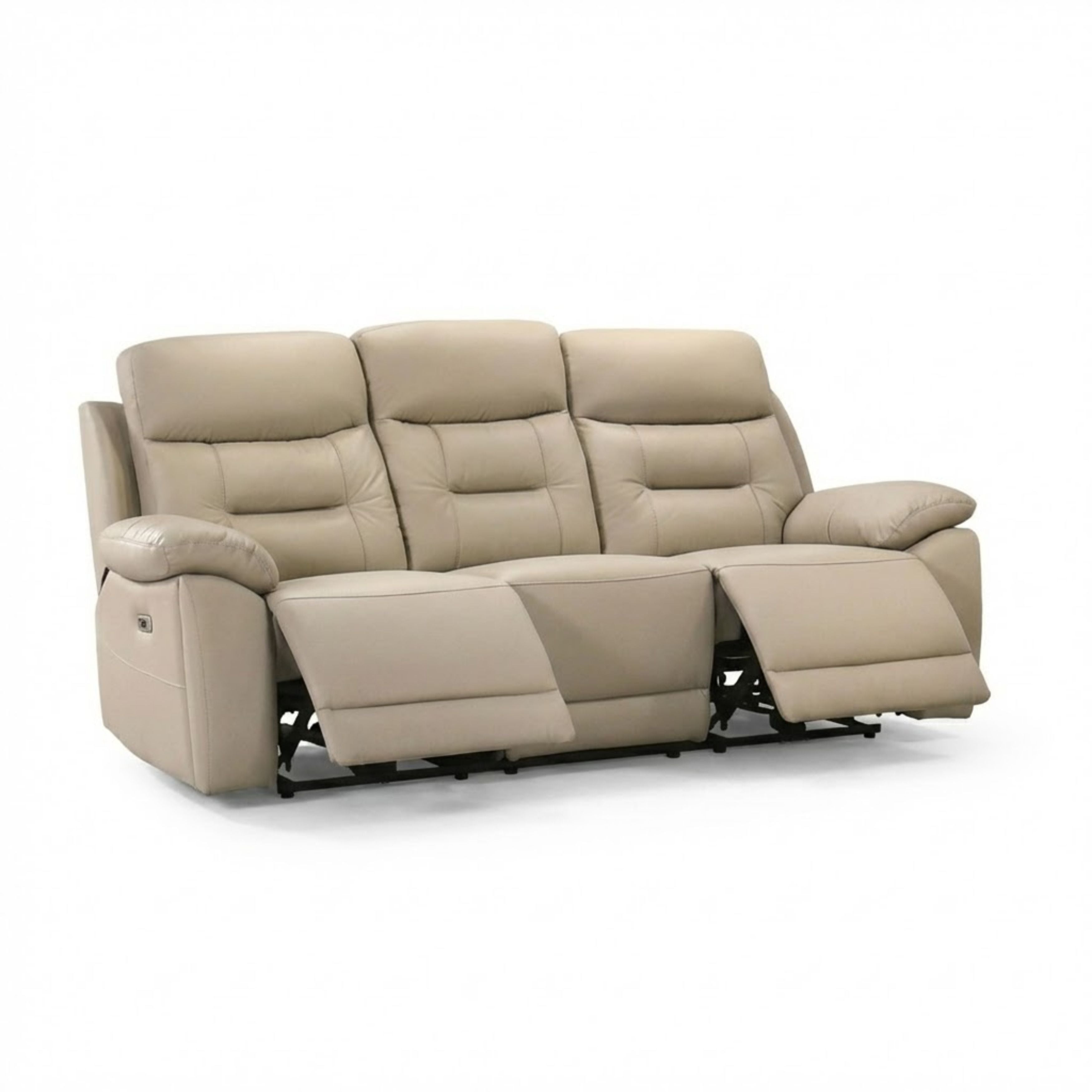 Beige Milan Luxe leather power recliner sofa set by IFF, showcasing plush reclining seats and elegant modern design.