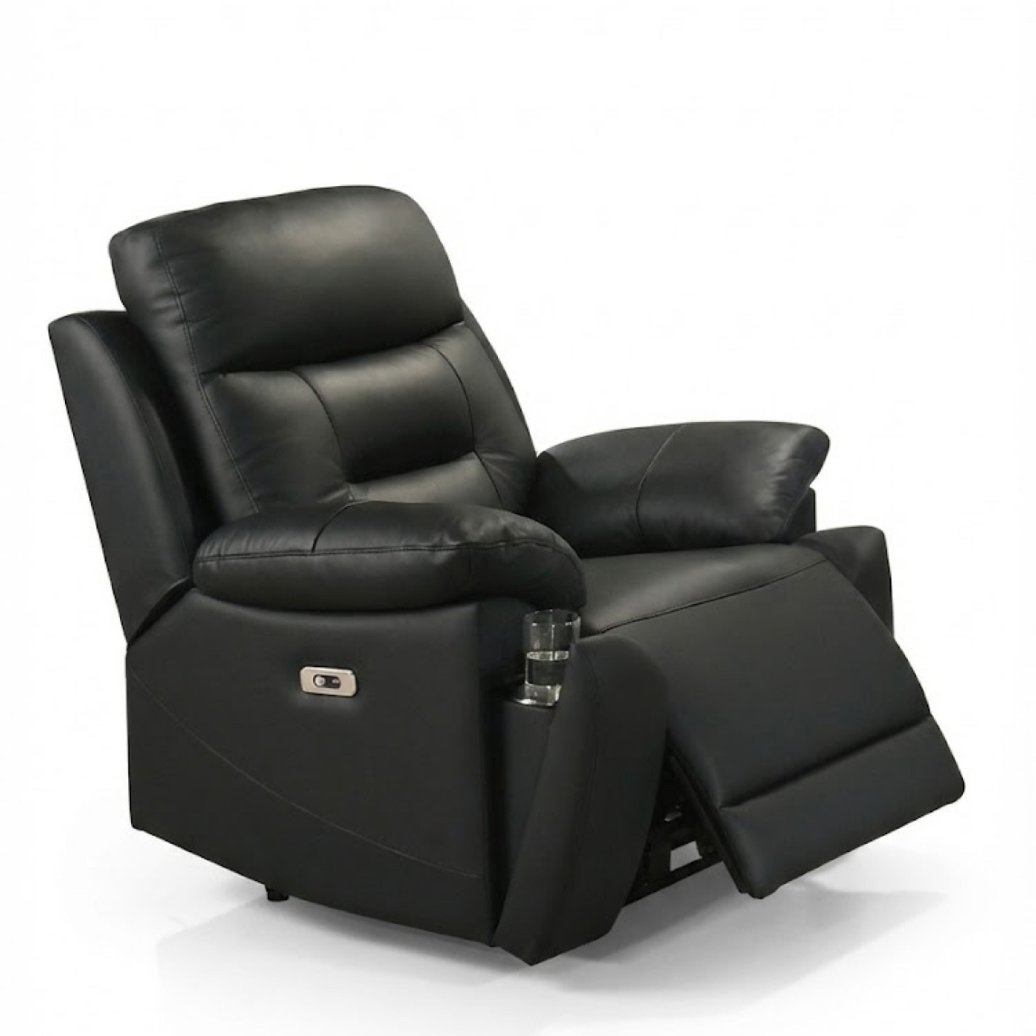 Milan Luxe Leather Power Recliner Black