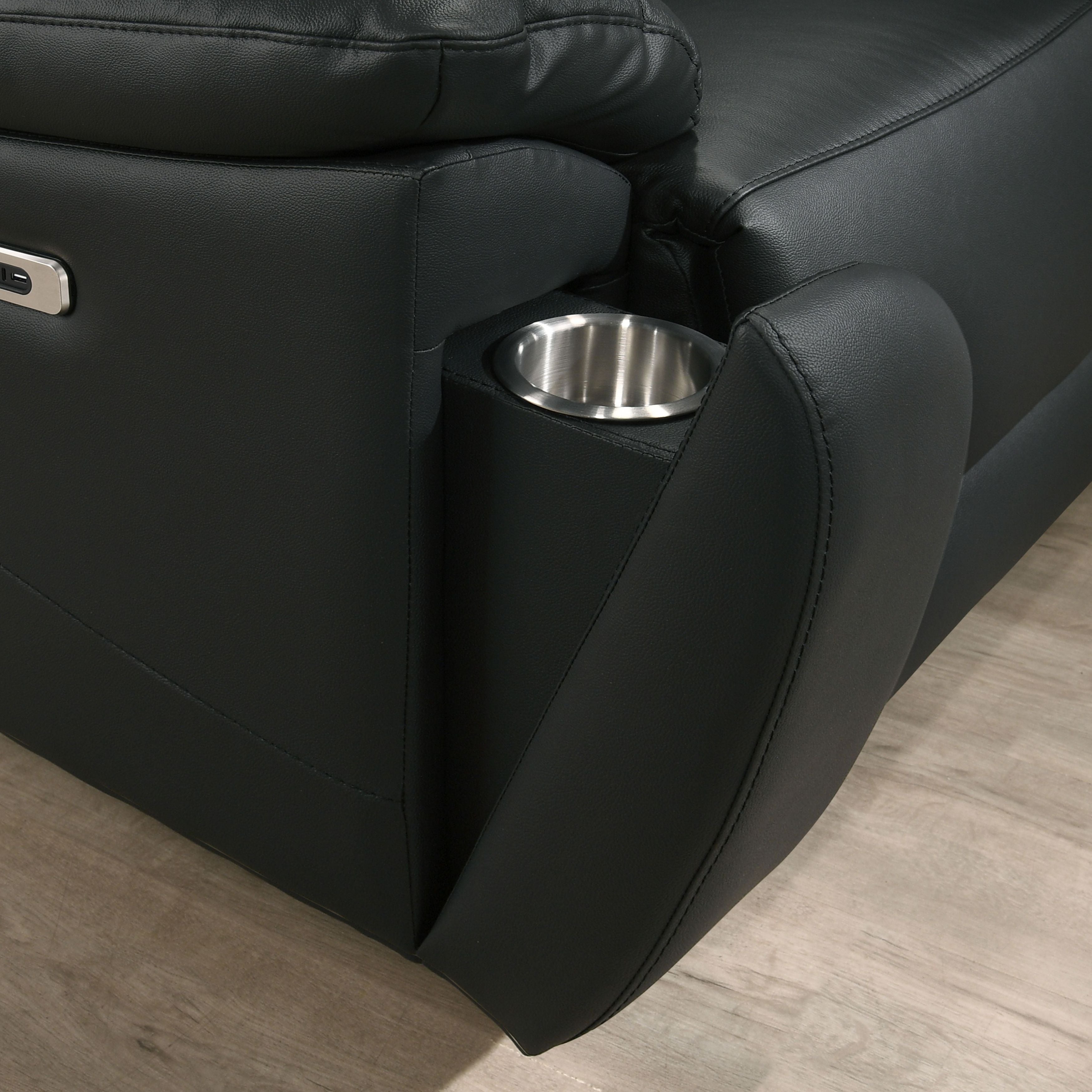 Black Milan Luxe leather power recliner sofa set by IFF, showcasing plush seats and modern reclining features.