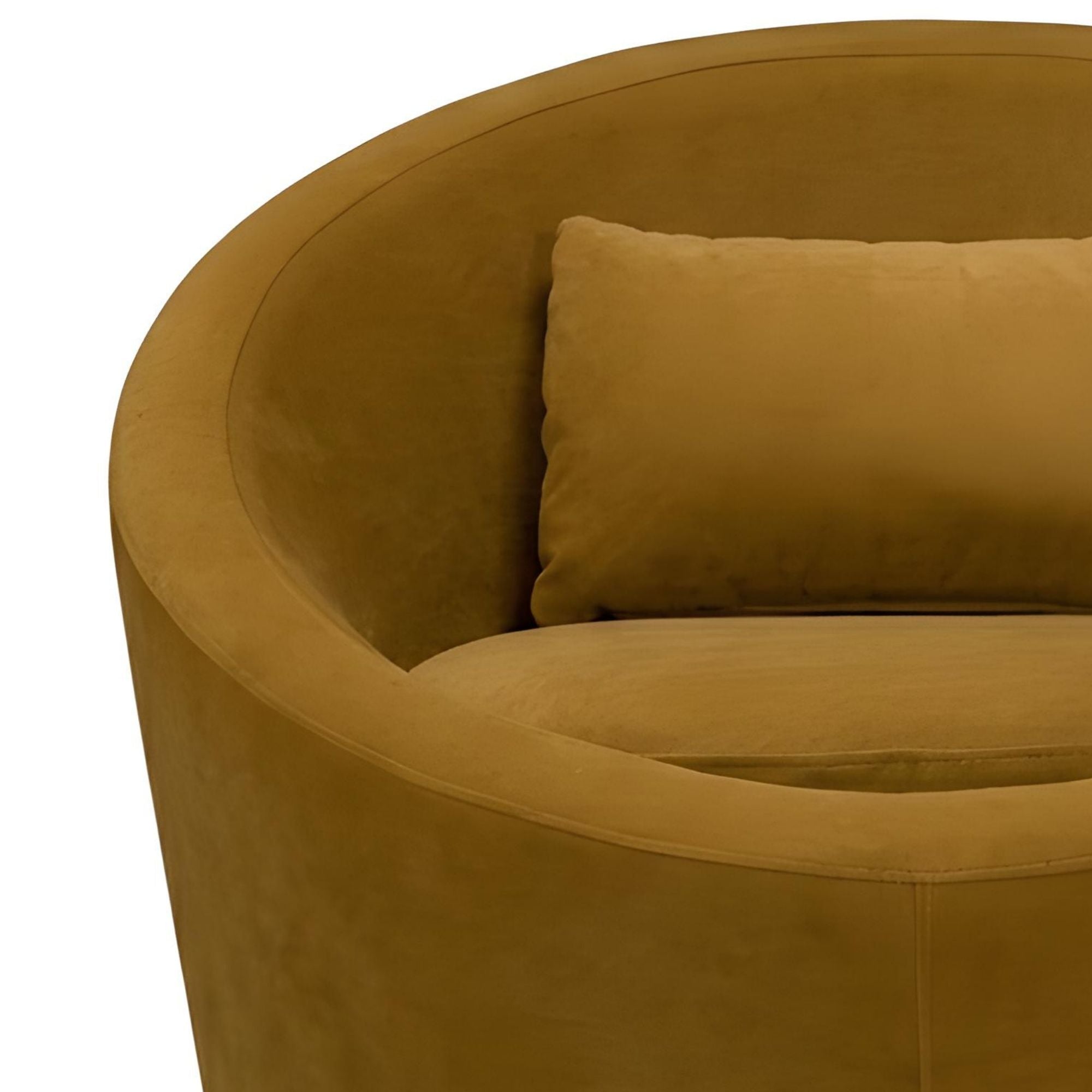 Statum Designs Inc Milo Collection swivel accent chair with plush upholstery and modern design, shown from side view.