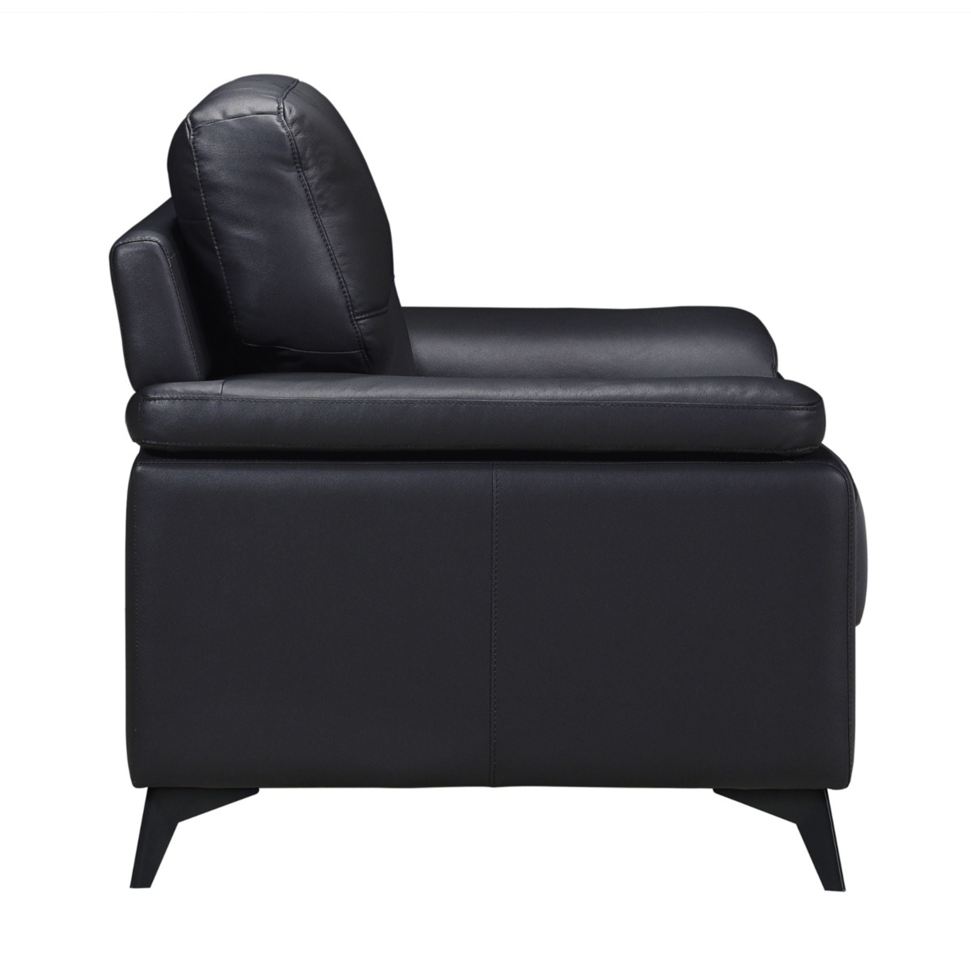 MAZ Mischa leather accent chair in black with a sleek, modern design and cushioned seat for stylish comfort.