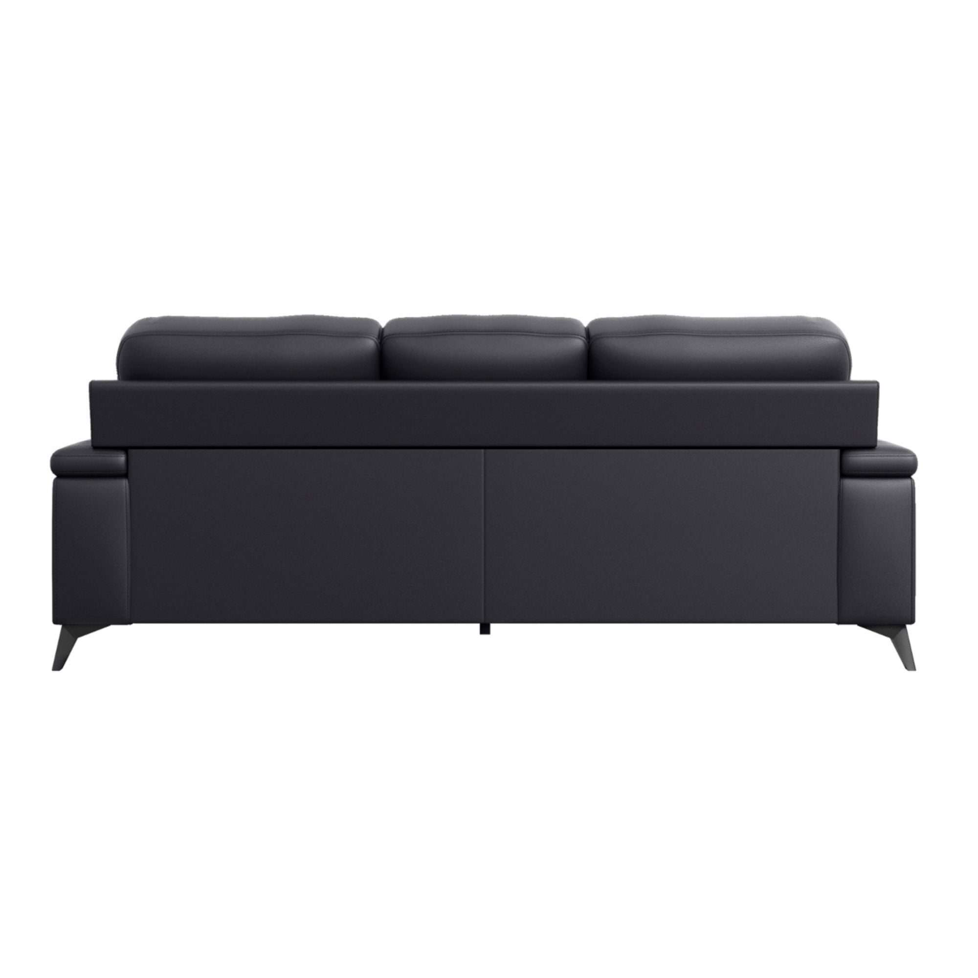 Black Mischa Collection leather sofa by MAZ, showcasing a modern, plush sofa with clean lines and comfortable seating.