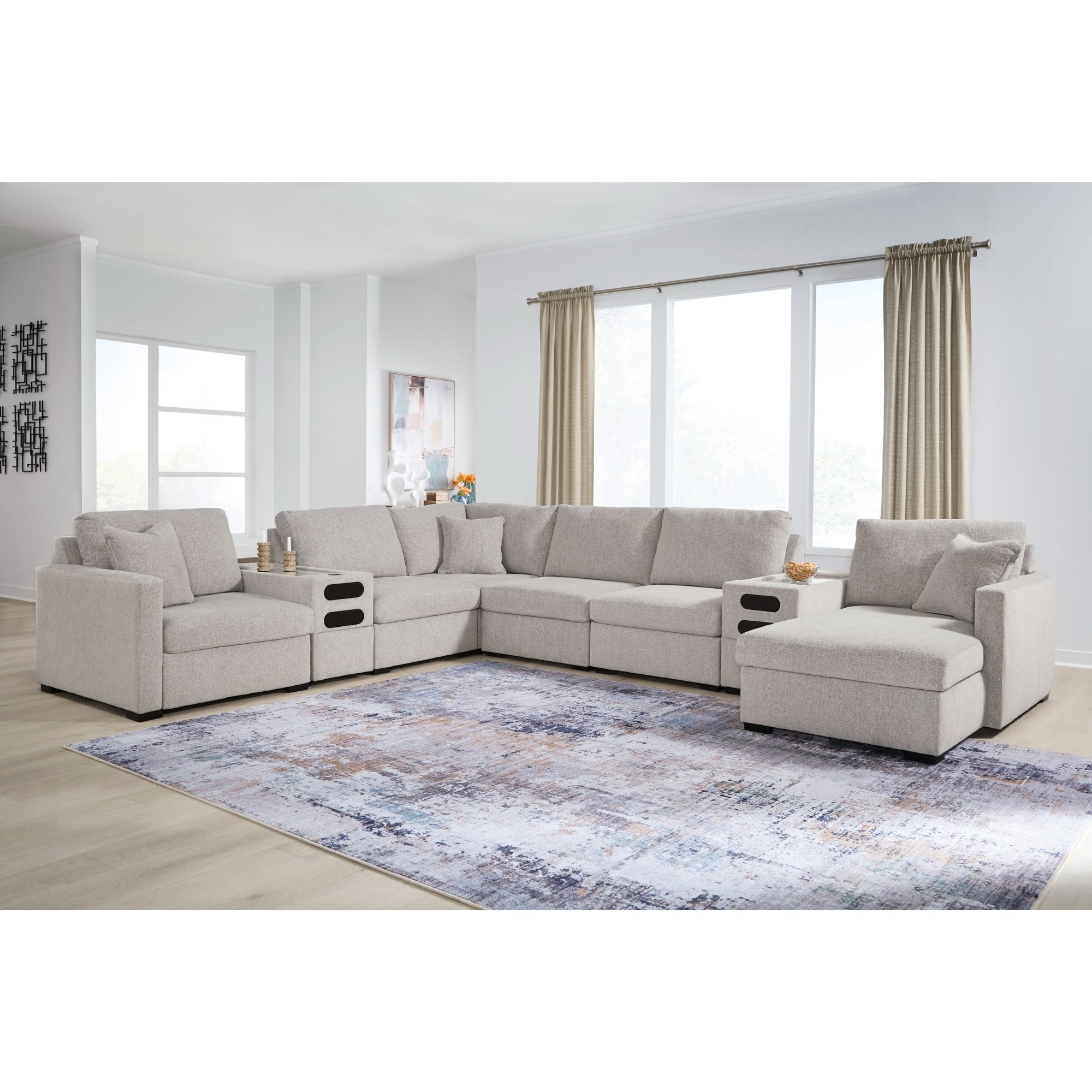 ModMax Luxe 8-Piece Sectional with storage Chaise and Audio Consoles