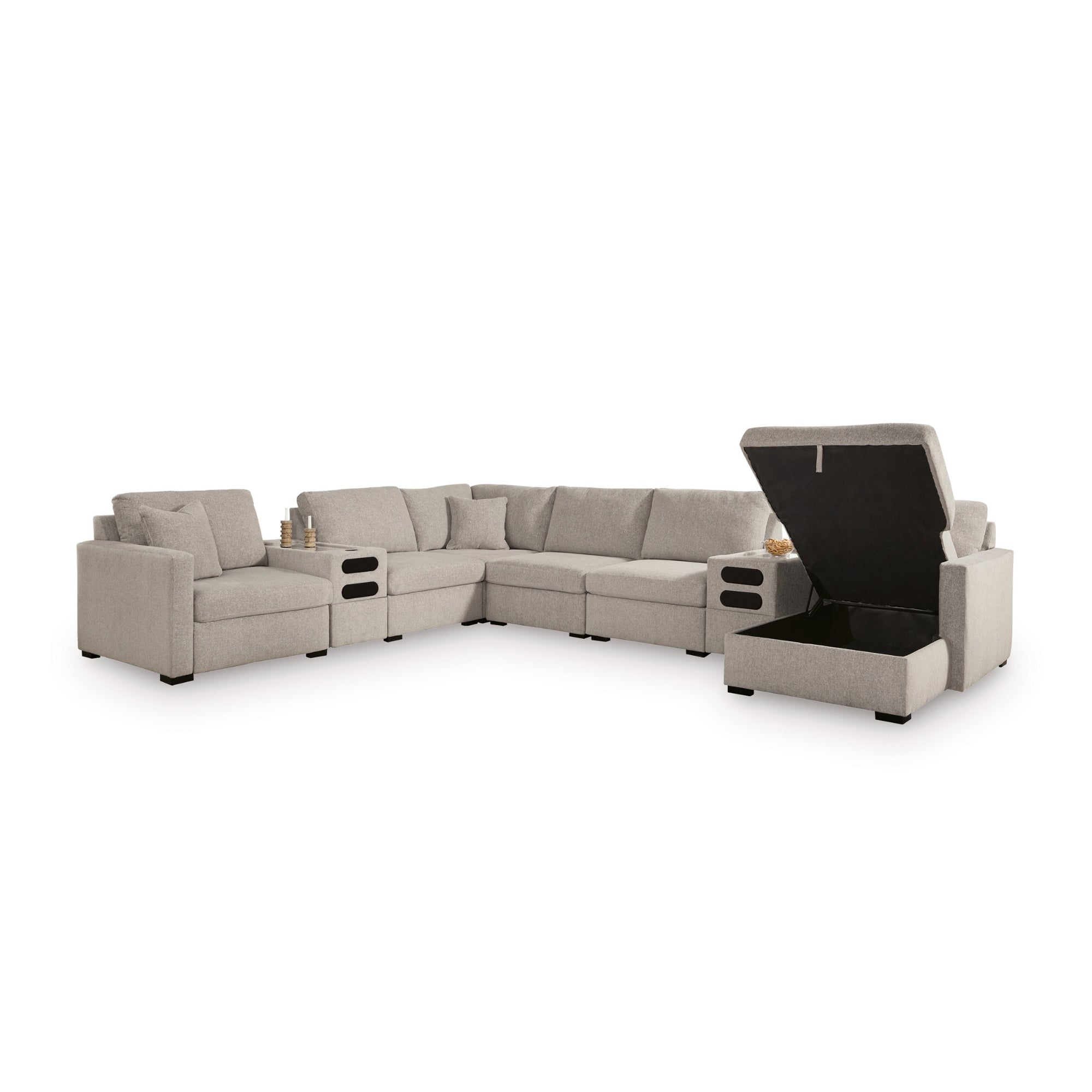 ModMax Luxe 8-Piece Sectional with storage Chaise and Audio Consoles