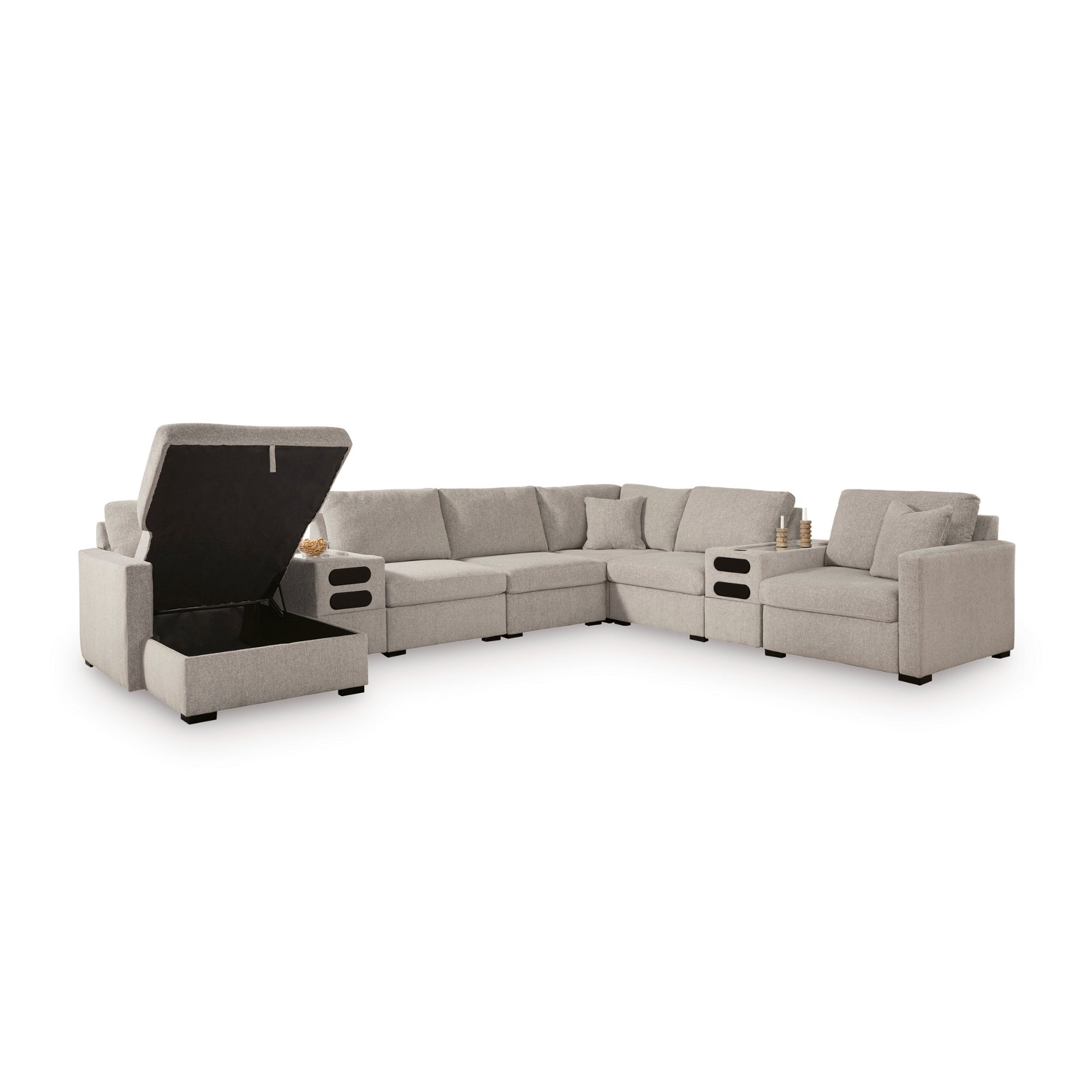 ModMax Luxe 8-Piece Sectional with storage Chaise and Audio Consoles