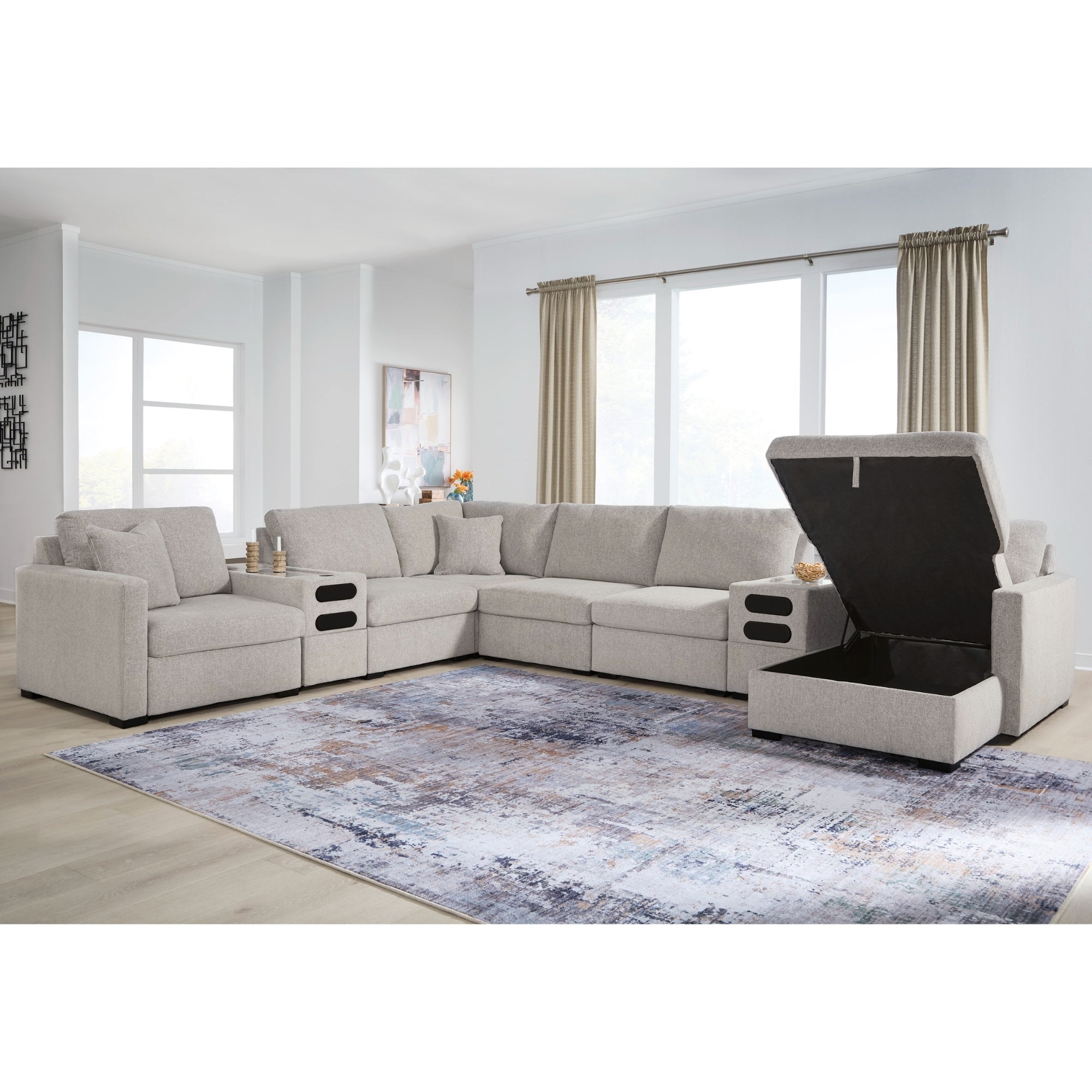 ModMax Luxe 8-Piece Sectional with storage Chaise and Audio Consoles