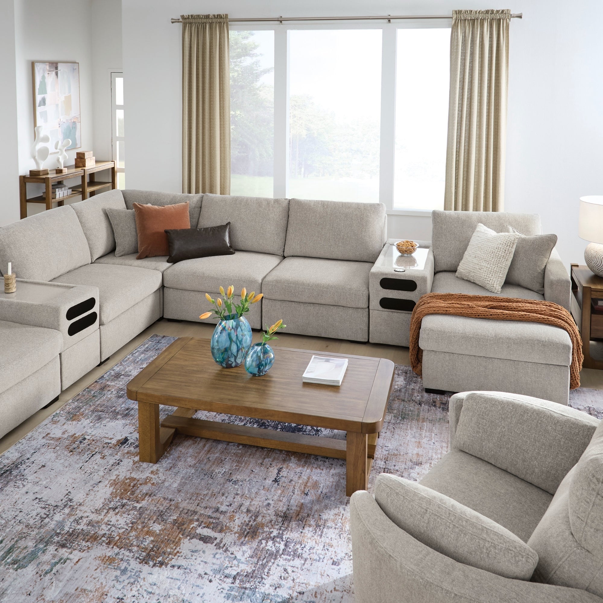ModMax Luxe 8-Piece Sectional with storage Chaise and Audio Consoles
