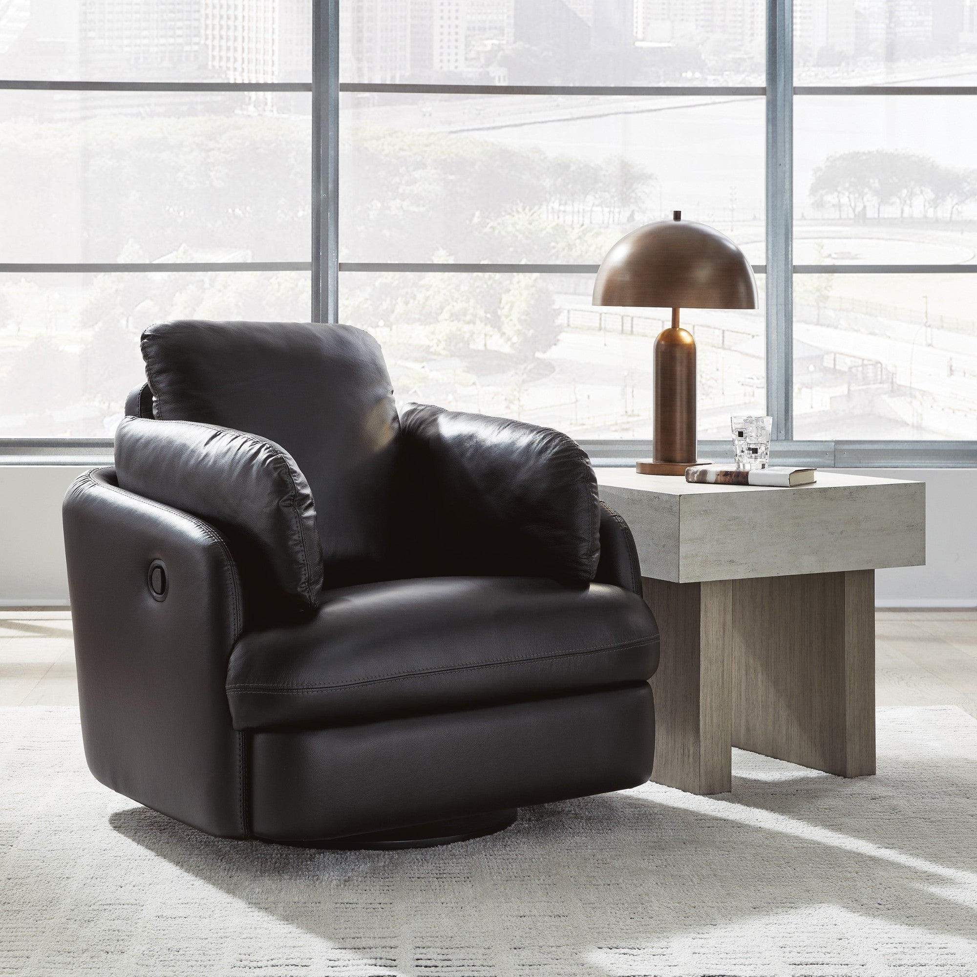 Modmax II Leather Swivel Glider Reclining Chair Black