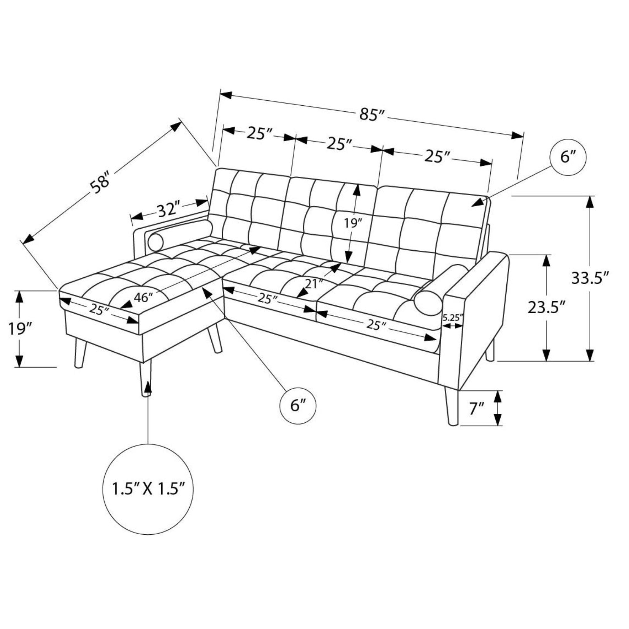 Monroe Reversible L/R Sofa Sectional Black PU | CastleUp Experience Centre Online Furniture
