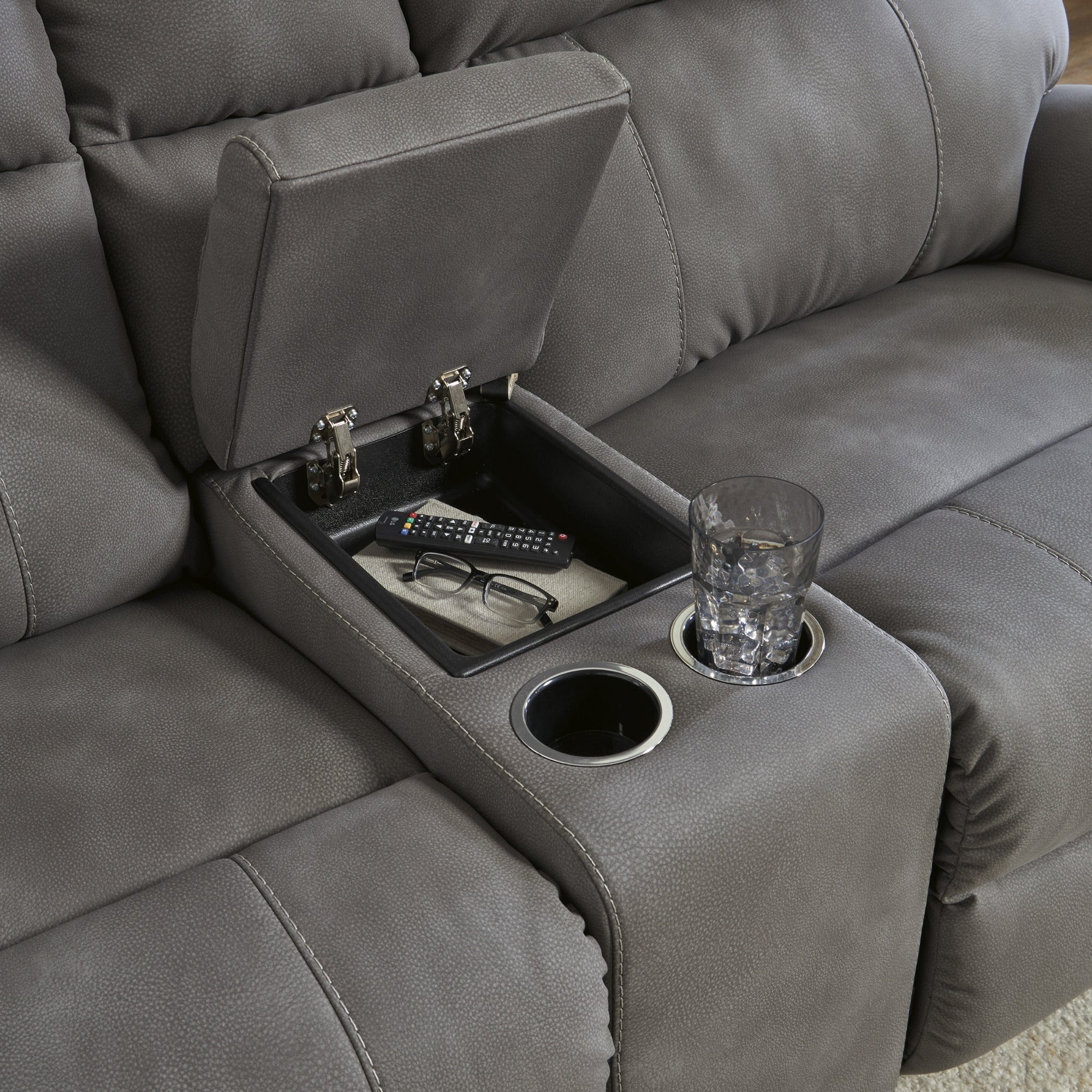 Next-Gen Durapella 3-Piece Power Reclining Loveseat with Console Slate