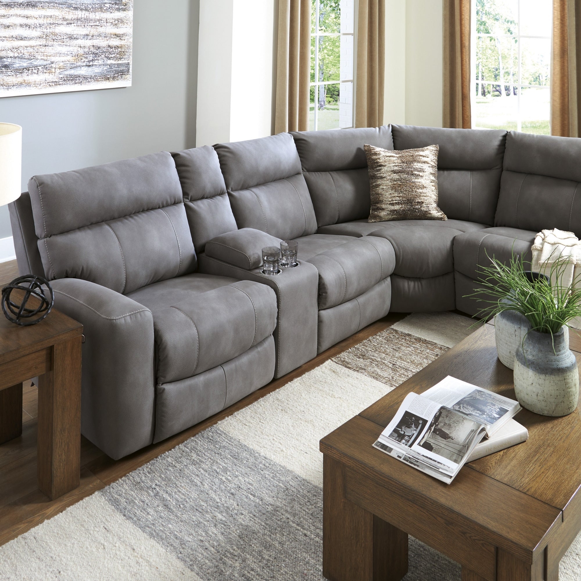 Next-Gen Durapella 5-Piece Power Reclining Sectional with Console Slate