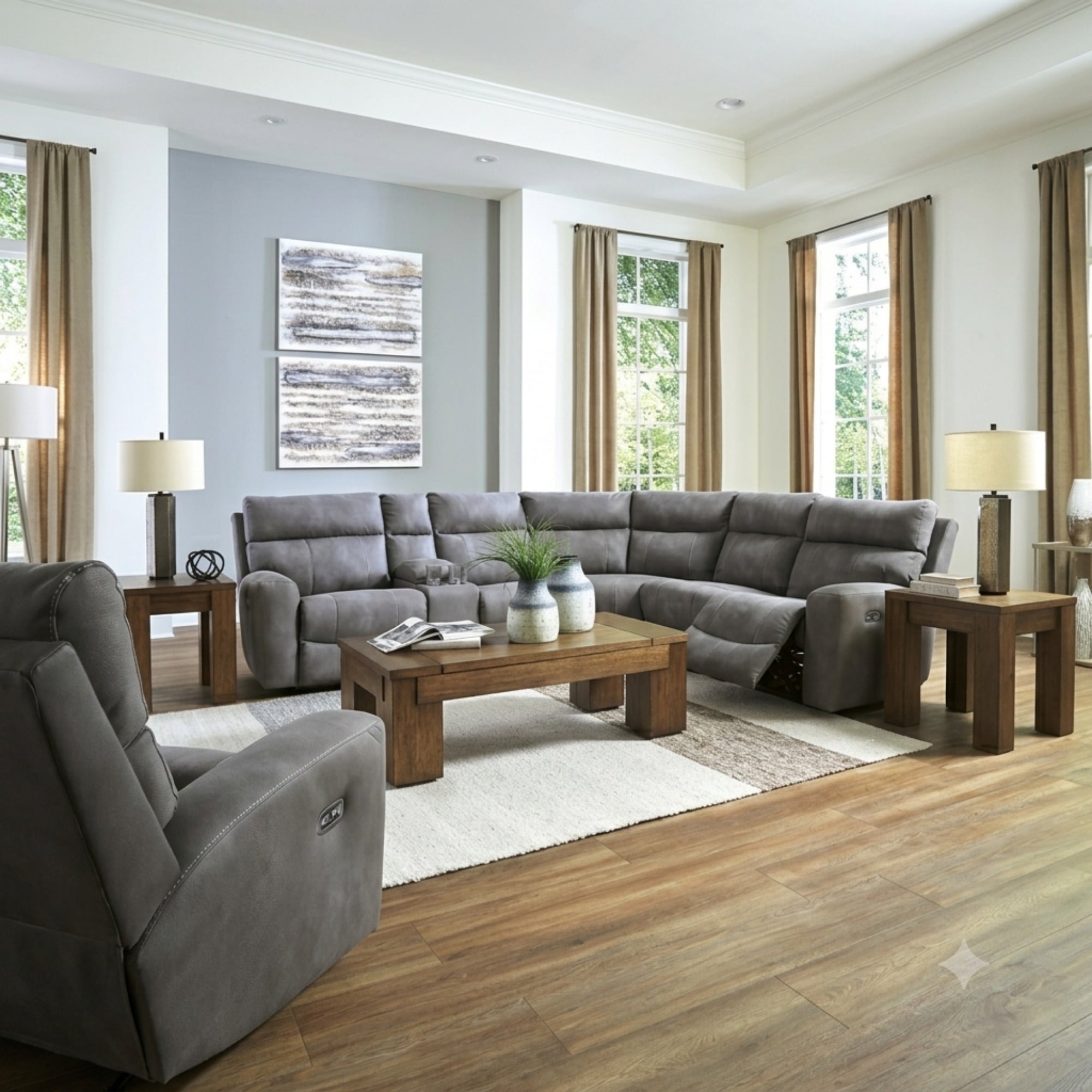 Next-Gen Durapella 6-Piece Power Reclining Sectional Slate