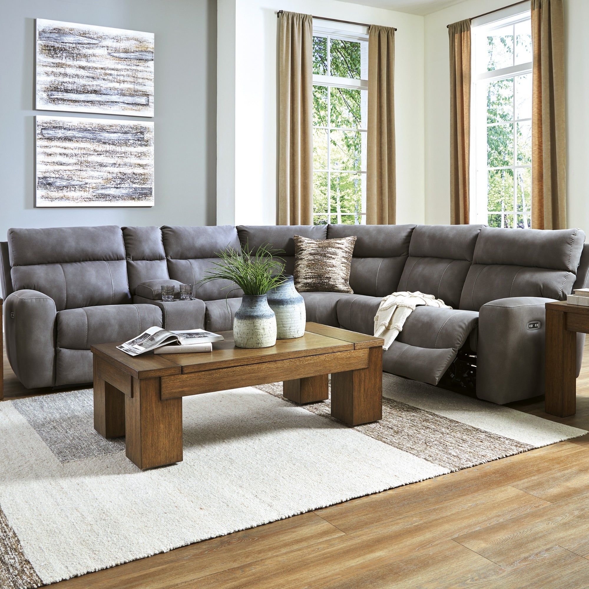 Next-Gen Durapella 6-Piece Power Reclining Sectional Slate