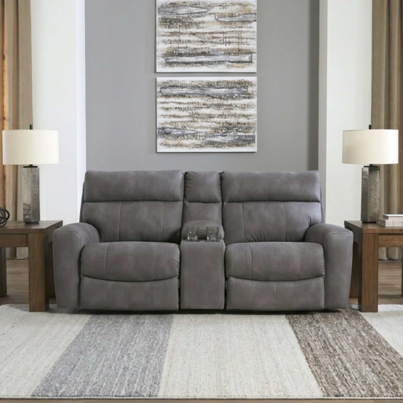 Next-Gen Durapella 3-Piece Power Reclining Loveseat with Console Slate