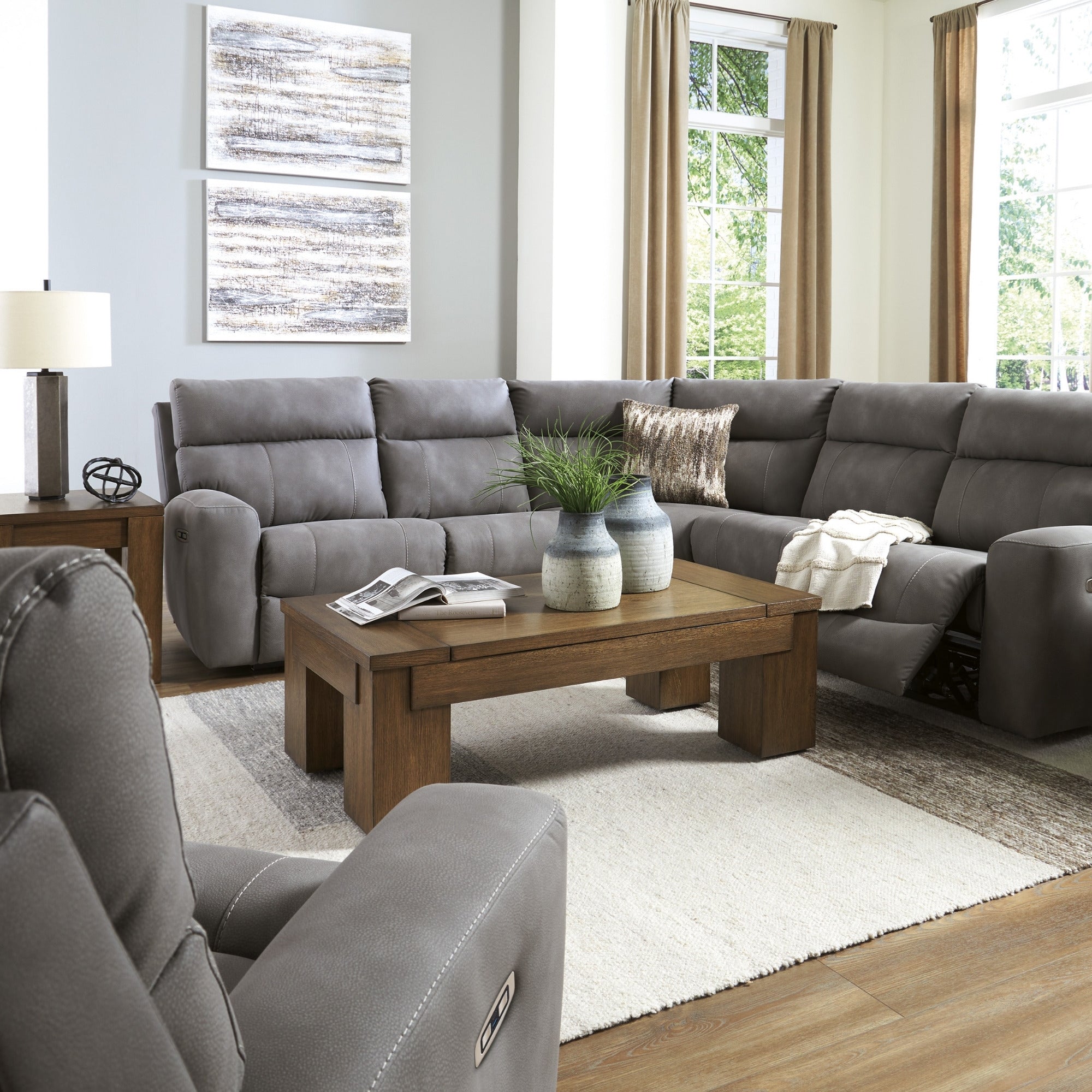 Next-Gen Durapella 5-Piece Power Reclining Sectional Slate